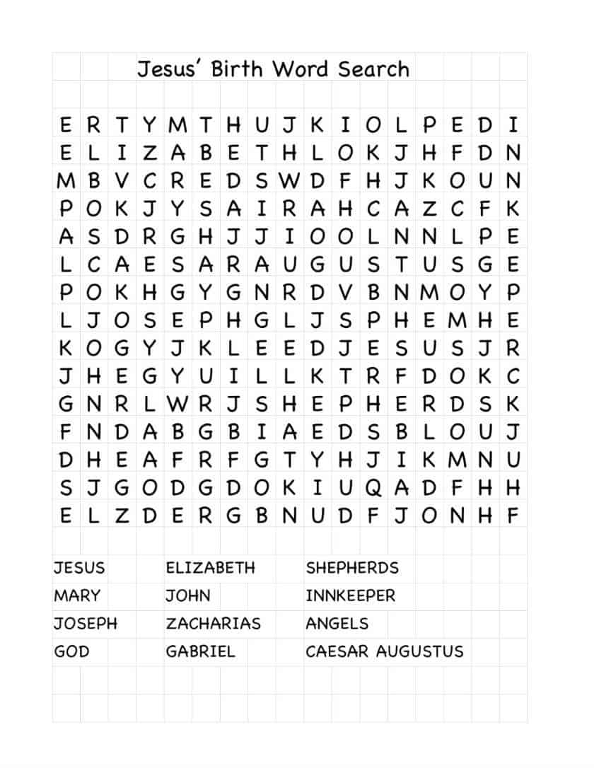 Jesus Birth Word Search