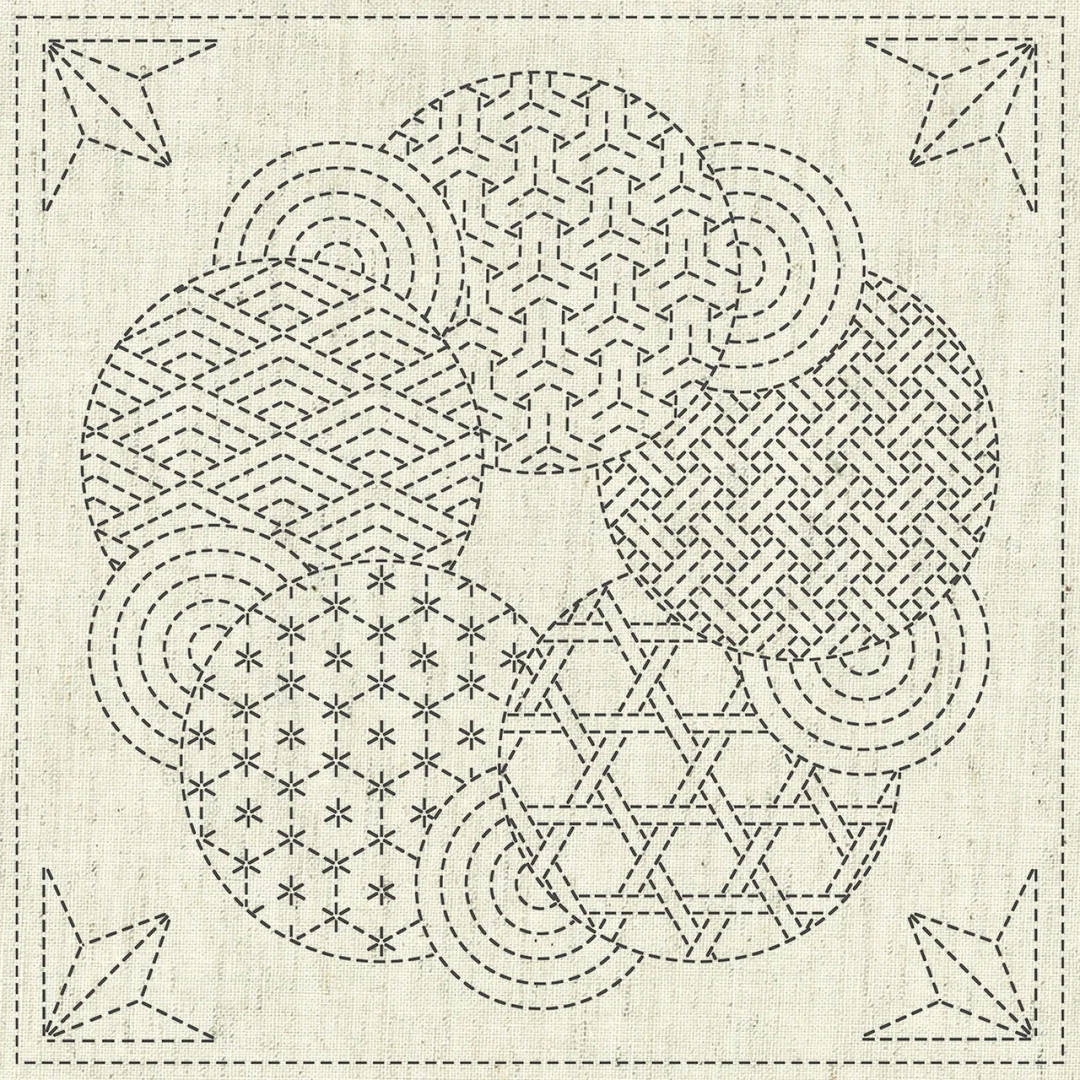 Kaza Guruma 3 Sashiko Embroidery Sampler