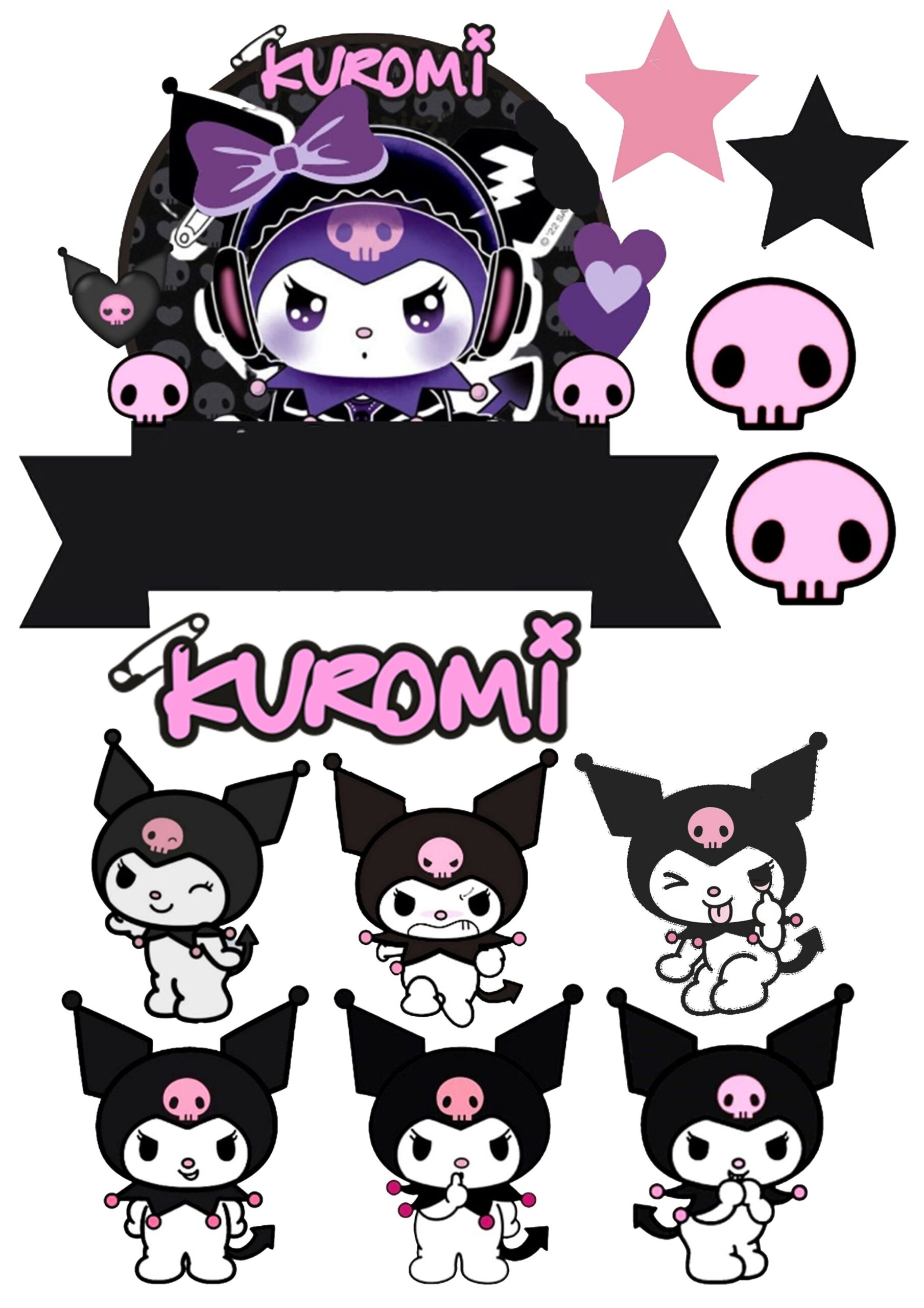 kuromi cake topper printable