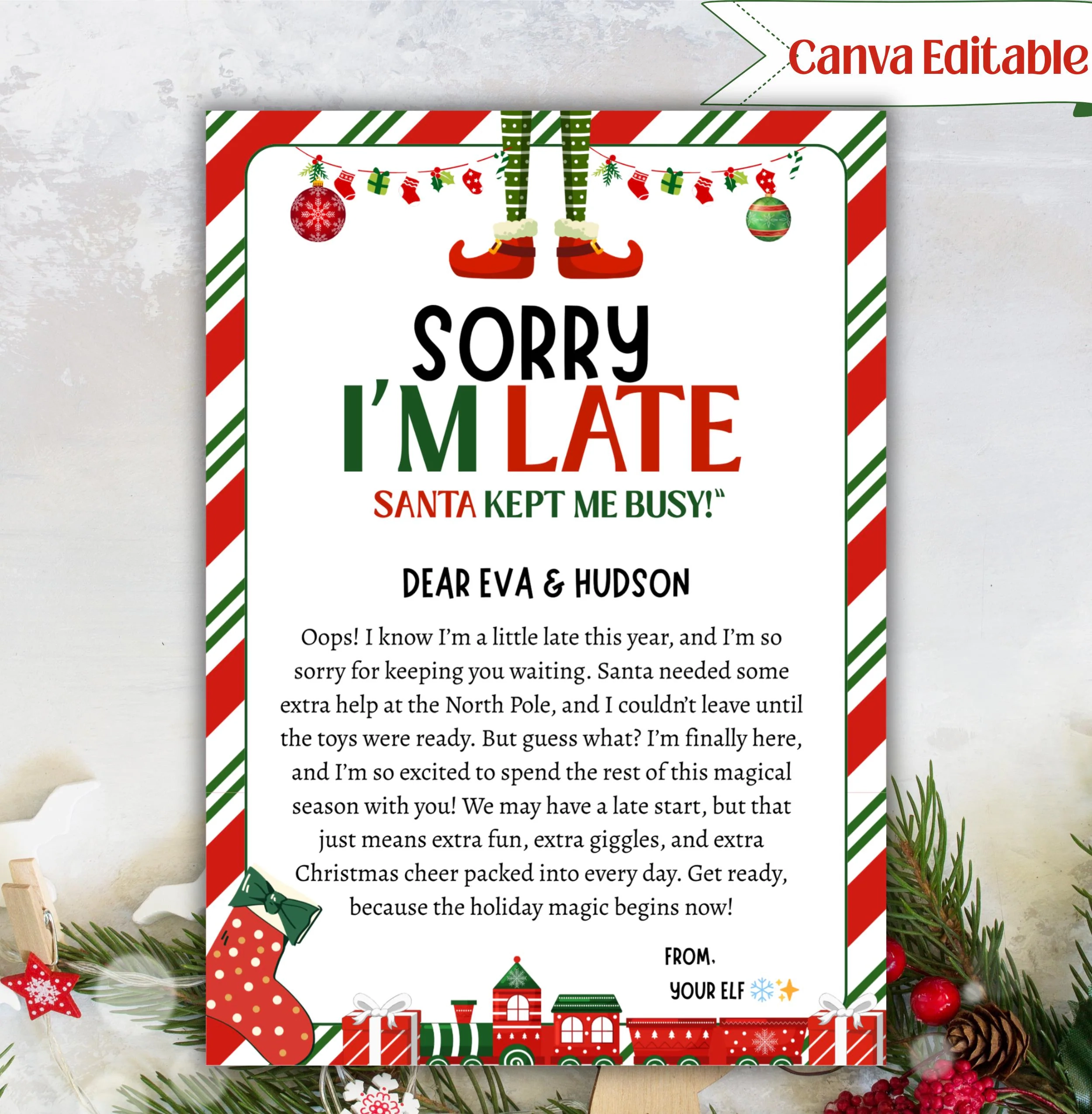 Late Elf Arrival Letter Printable