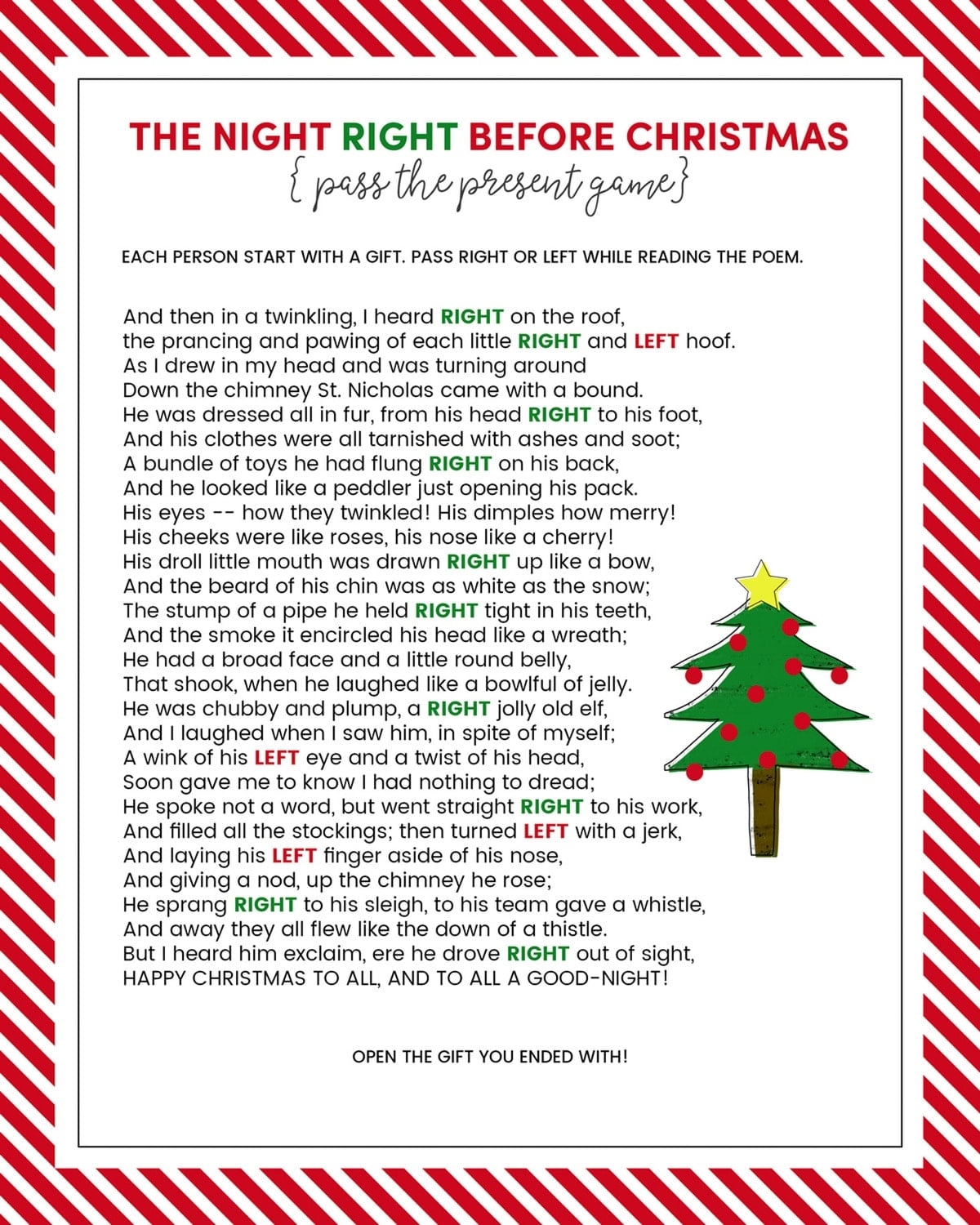 Left Right Christmas Game