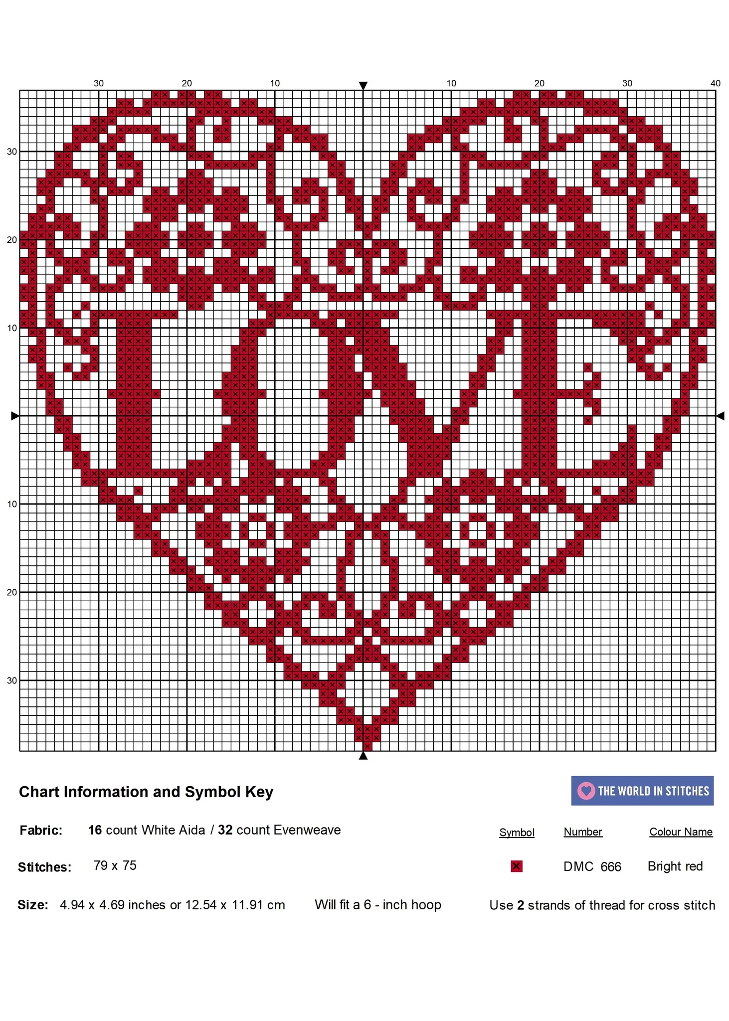 Love Heart Free Cross Stitch Chart