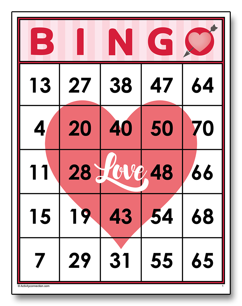 activity connection bingo cards