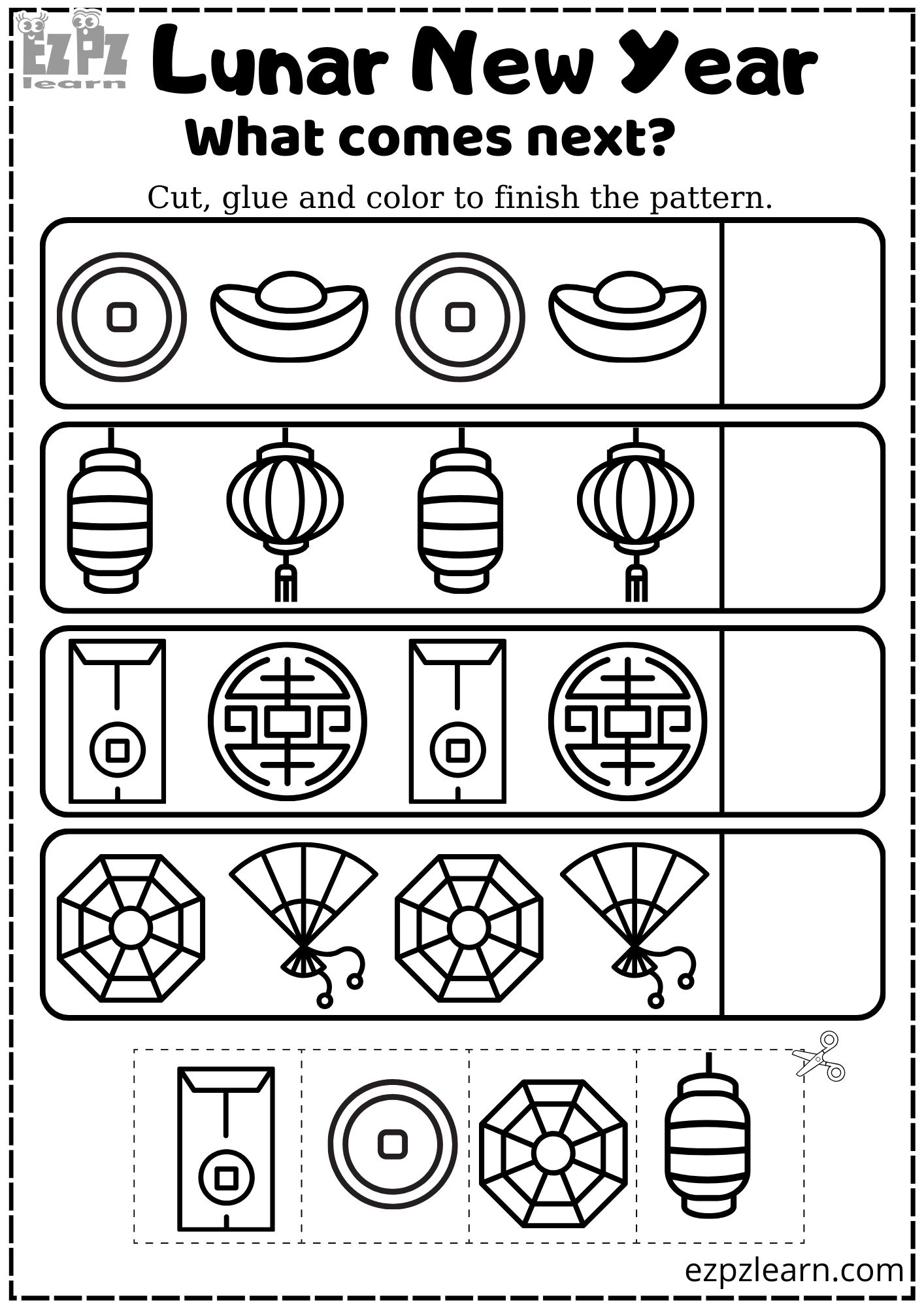 Lunar Chinese New Year And Tet What Comes Next Coloring Activity For Kids Coloring Lunar Chinese New Year And Tet What Comes Next Coloring Activity For Kids Coloring