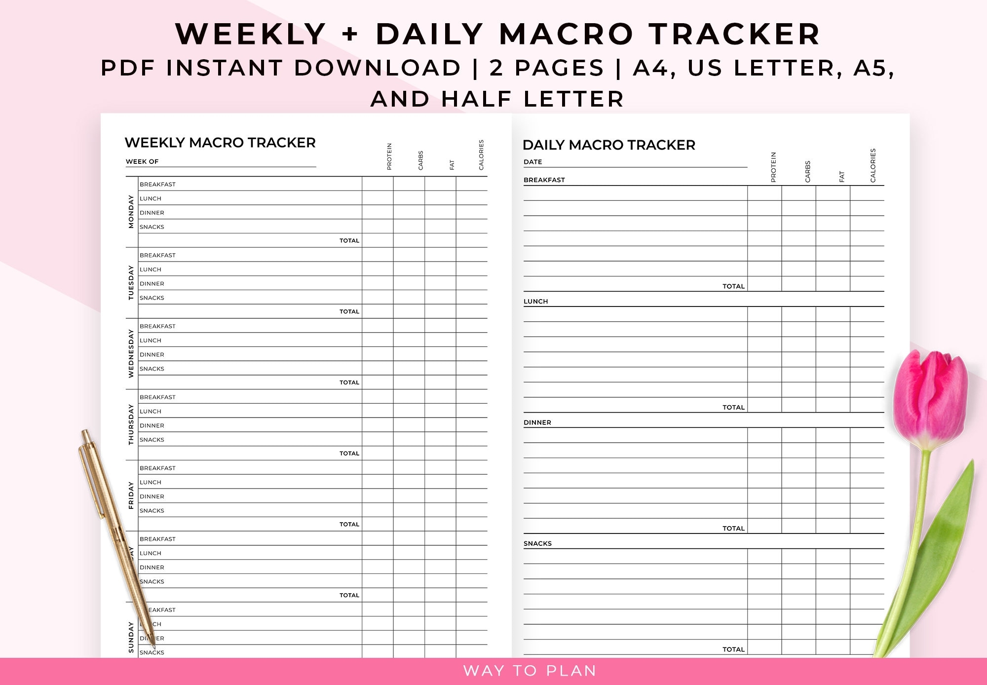 Macro Tracker Printable Track Your Carbs