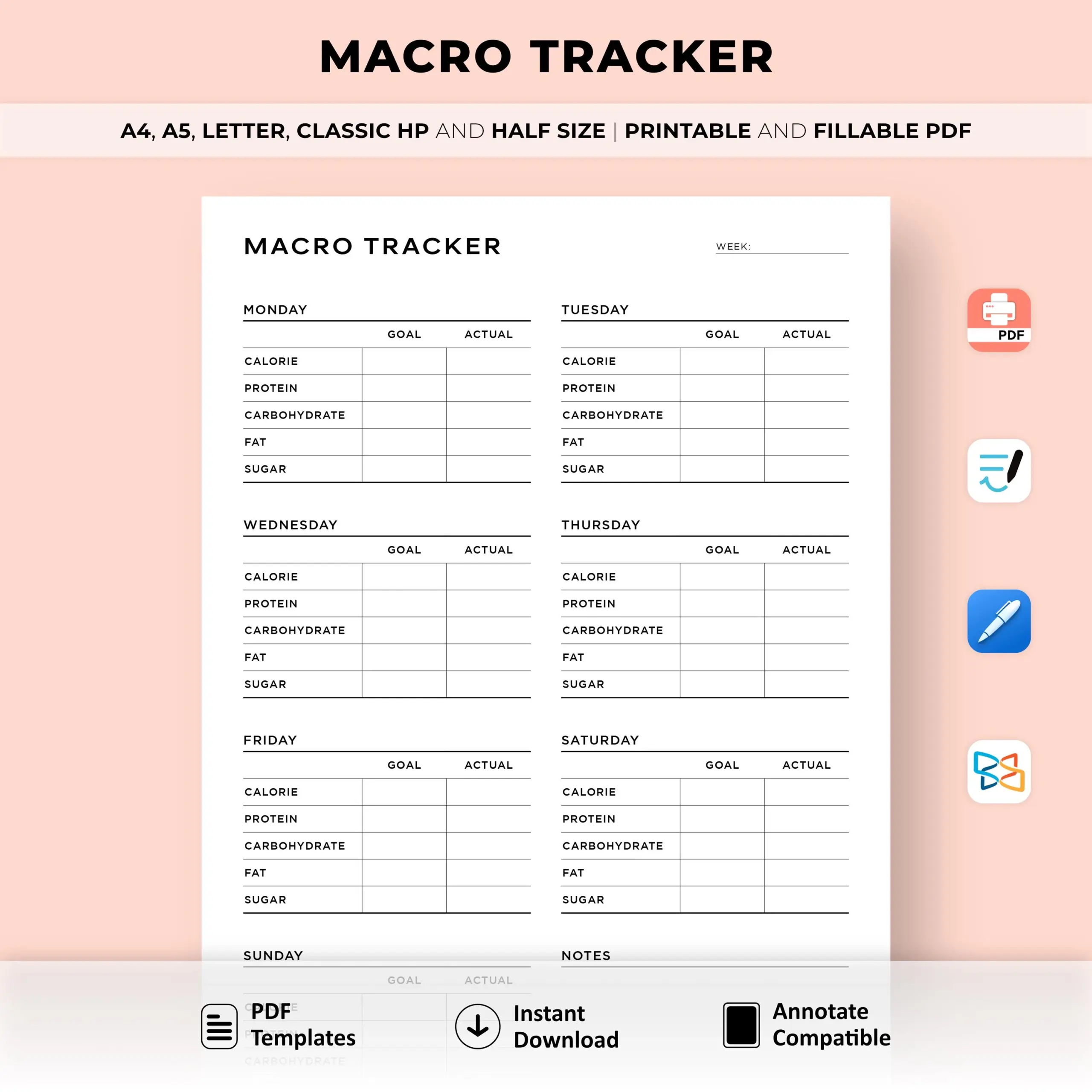 free printable macro tracker