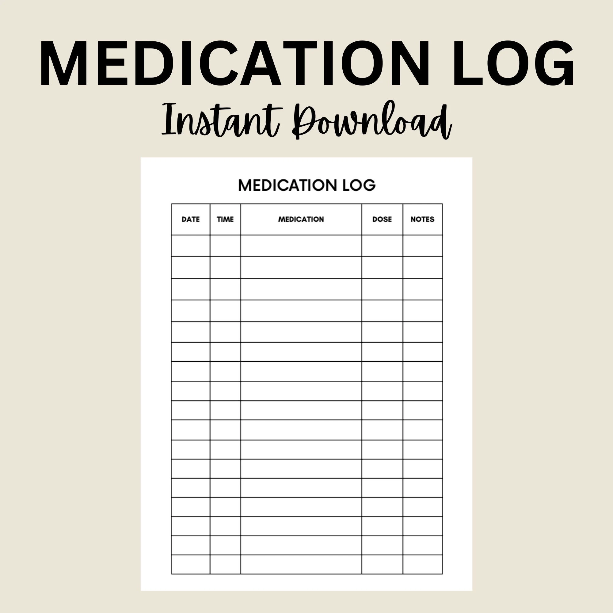 Medication Log Printable Daily Tracker