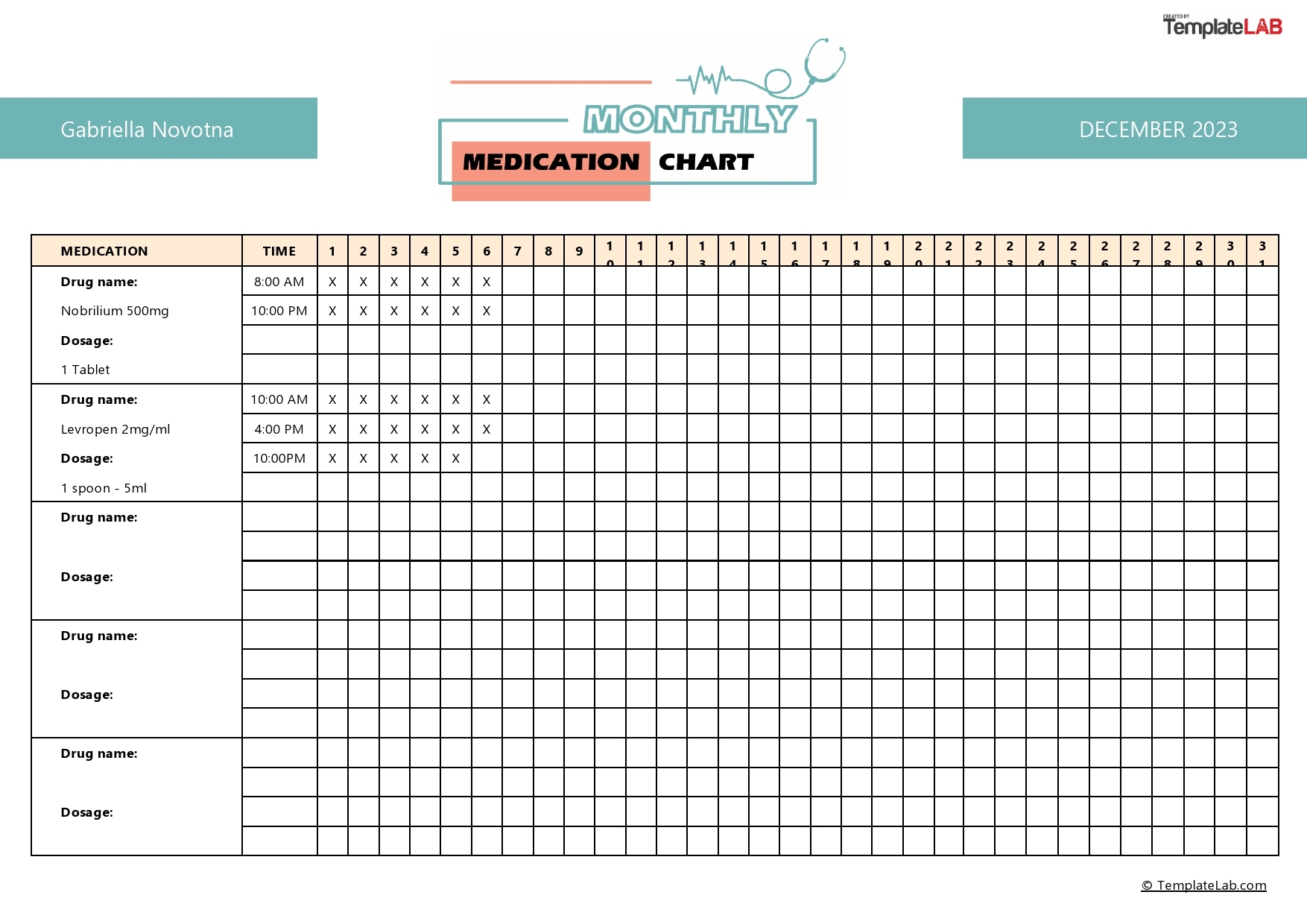 printable medication tracker chart