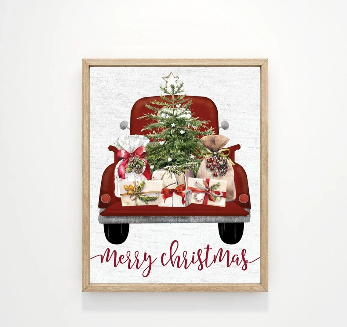 printable vintage red truck christmas printable vintage red truck christmas