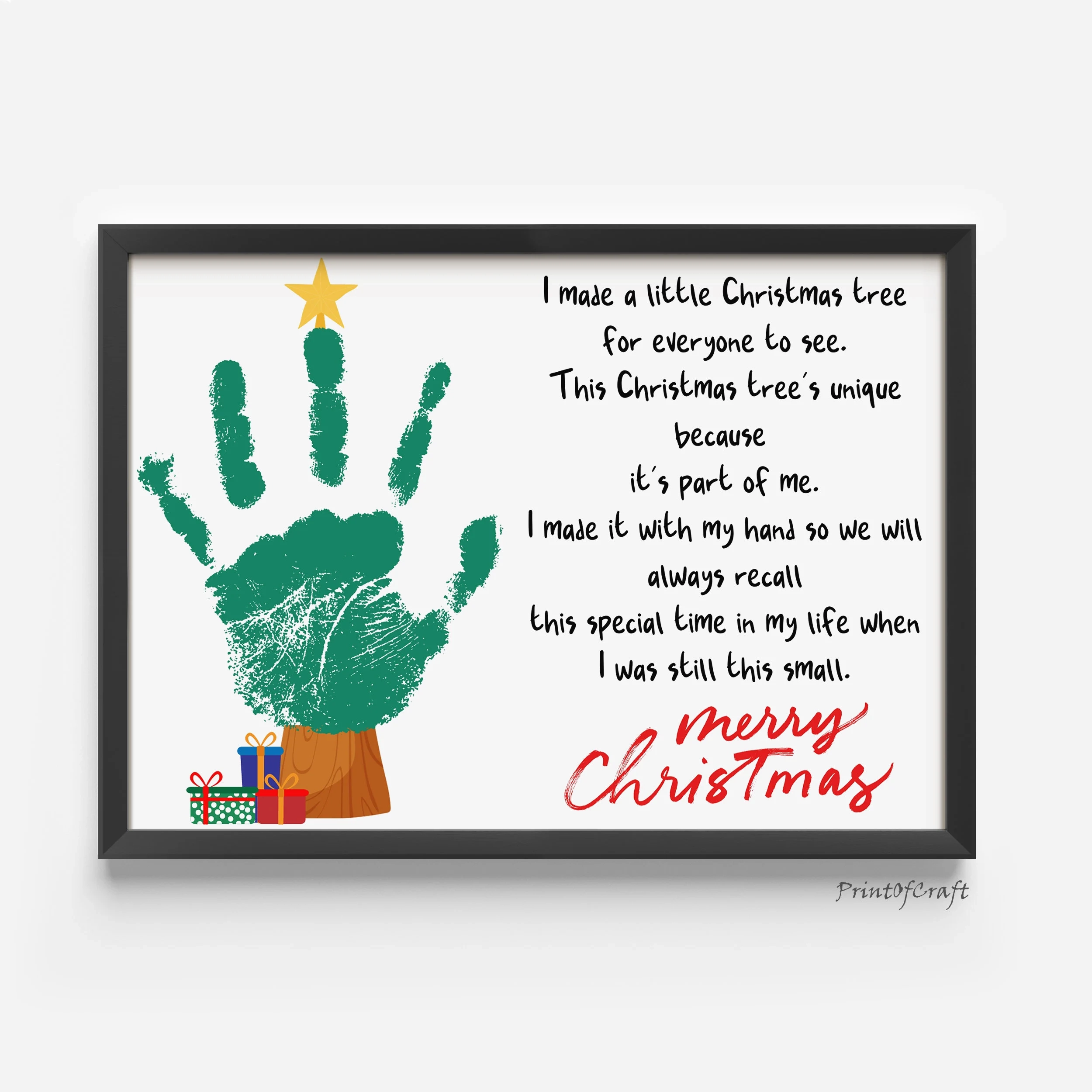 Merry Christmas Tree Handprint Art Poem