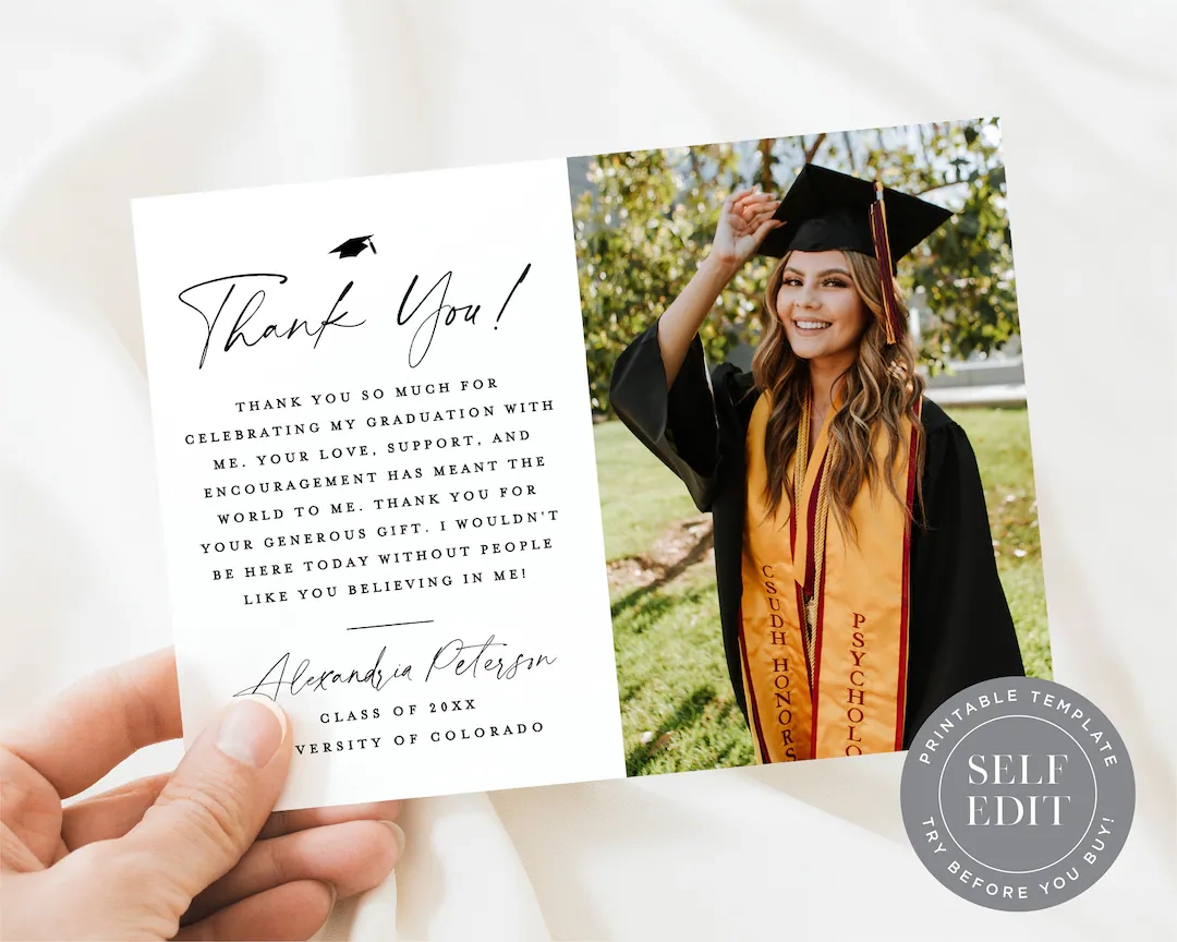 Minimalist Graduation Thank You Photo