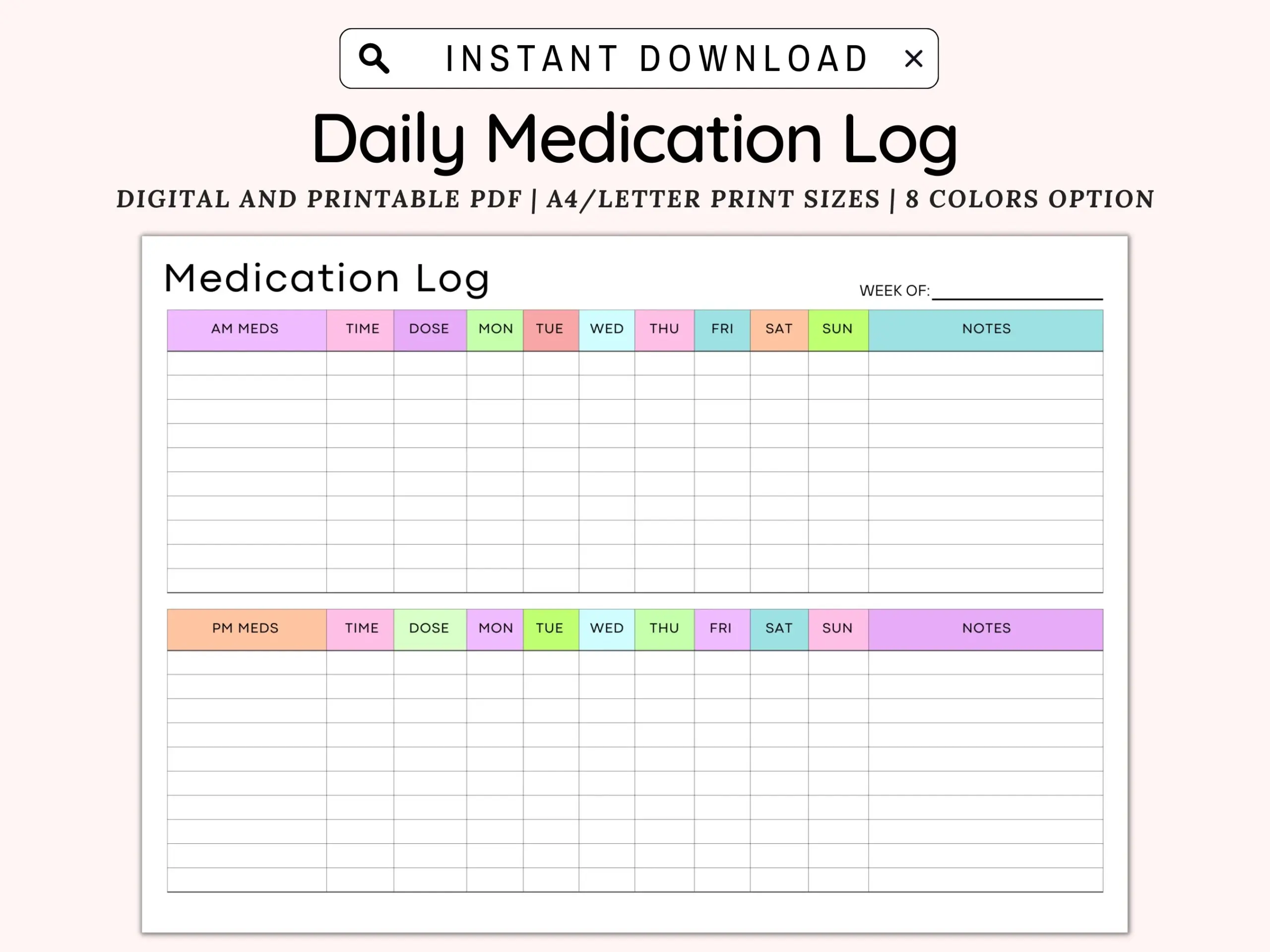 Minimalist Medication Tracker Printable