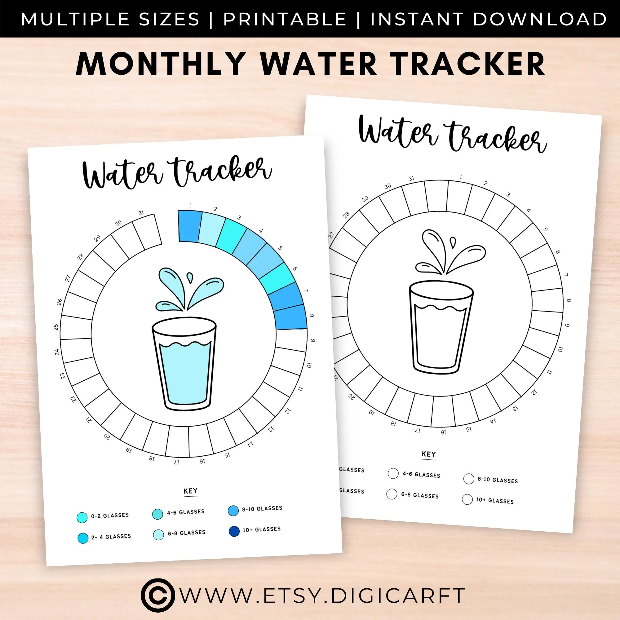 Monthly Water Tracker Printablea5
