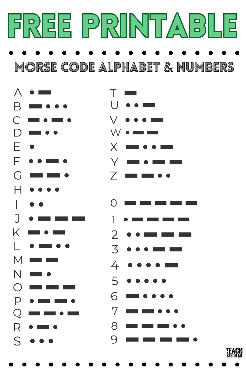Morse Code Alphabet Chart For Kids Free Printable Fun Activities
