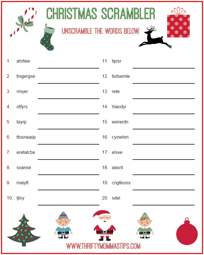 My Christmas Scrambler Answers Followup For Free Printable My Christmas Scrambler Answers Followup For Free Printable