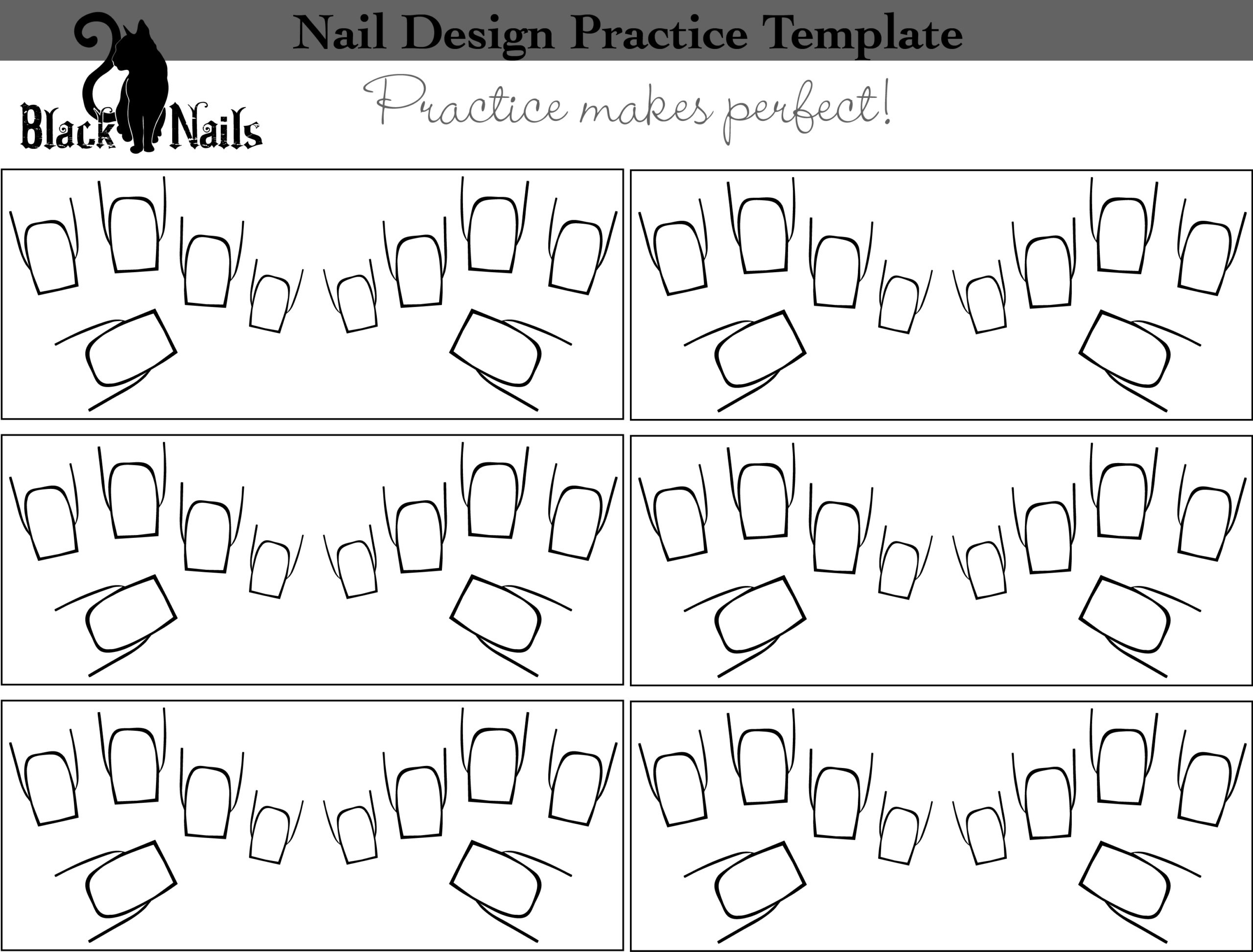Nail Art Design Practice Templates Sheets