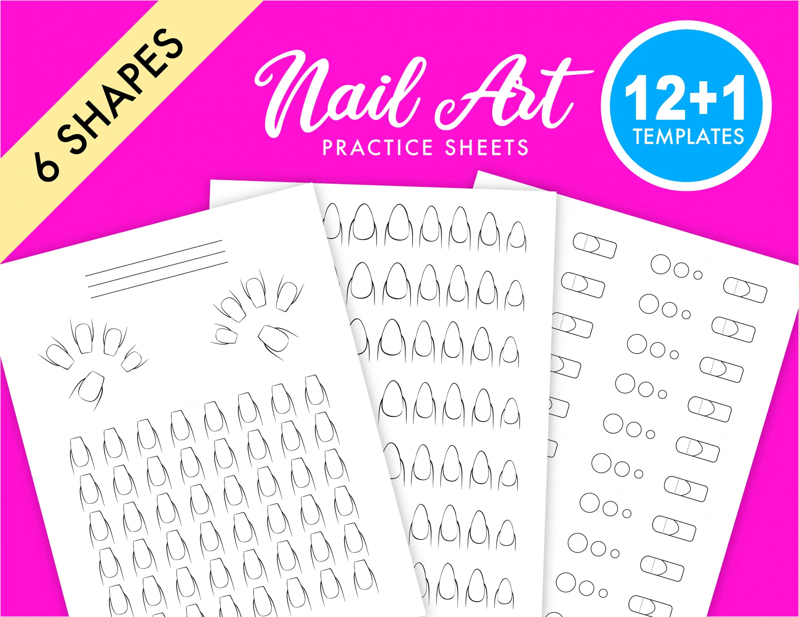 Nail Art Practice Sheets 6 Shapes 12