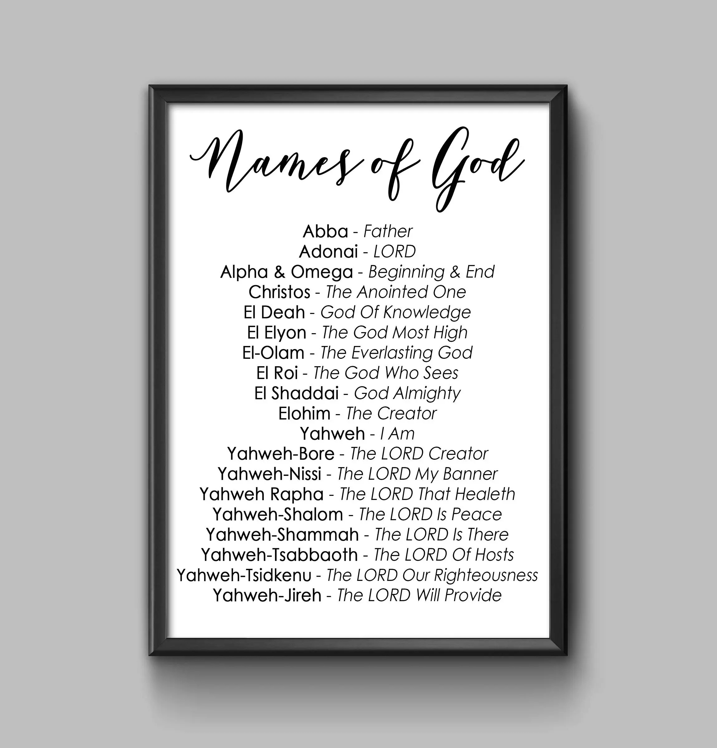 free printable names of god