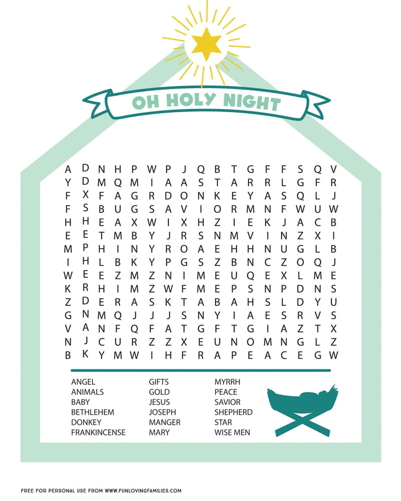 Nativity Word Search Printable