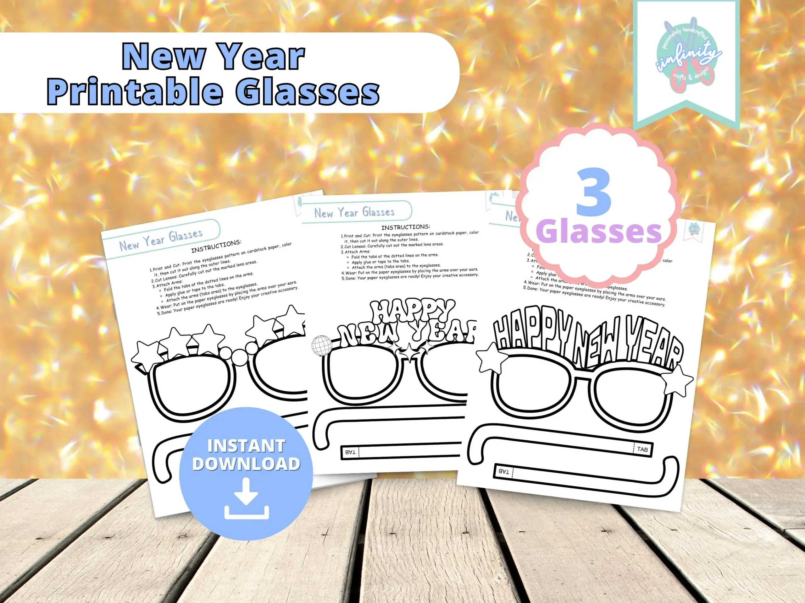 New Year Kid Printable Glassesnew Year