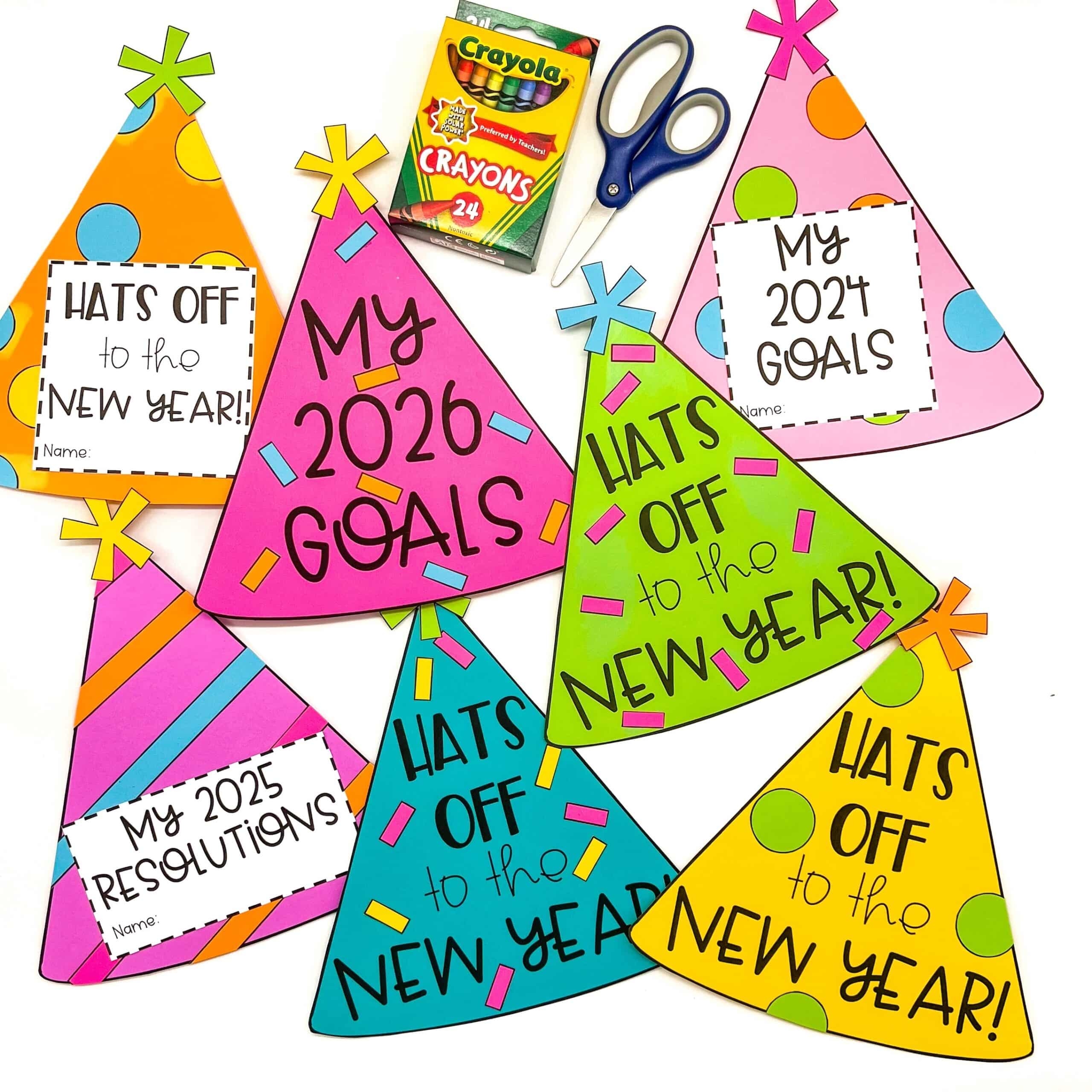 New Year Writing Craft Hats Off To The New Year Party Hat Activity