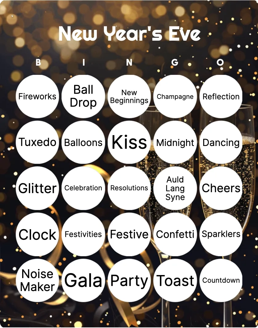 printable new years bingo printable new years bingo