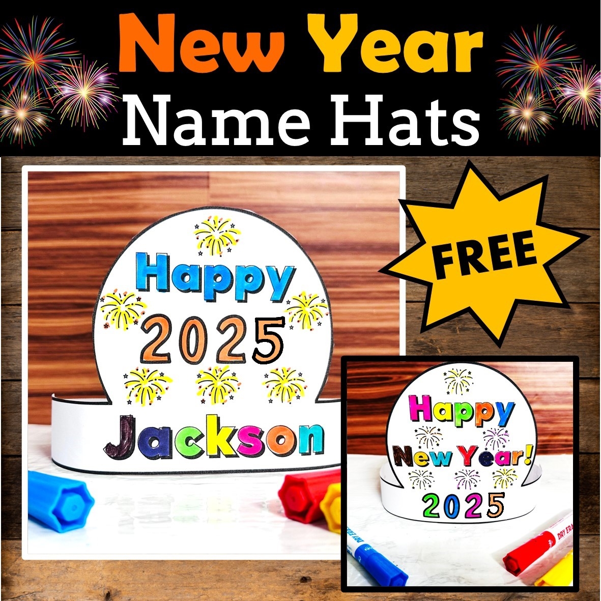 New Years 2023 Name Hat Crown Free Printable New Years 2023 Name Hat Crown Free Printable