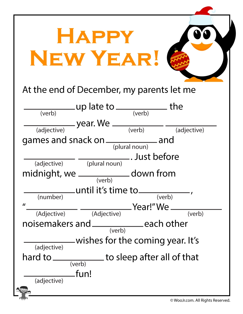 New Years Ad Libs Printable Games