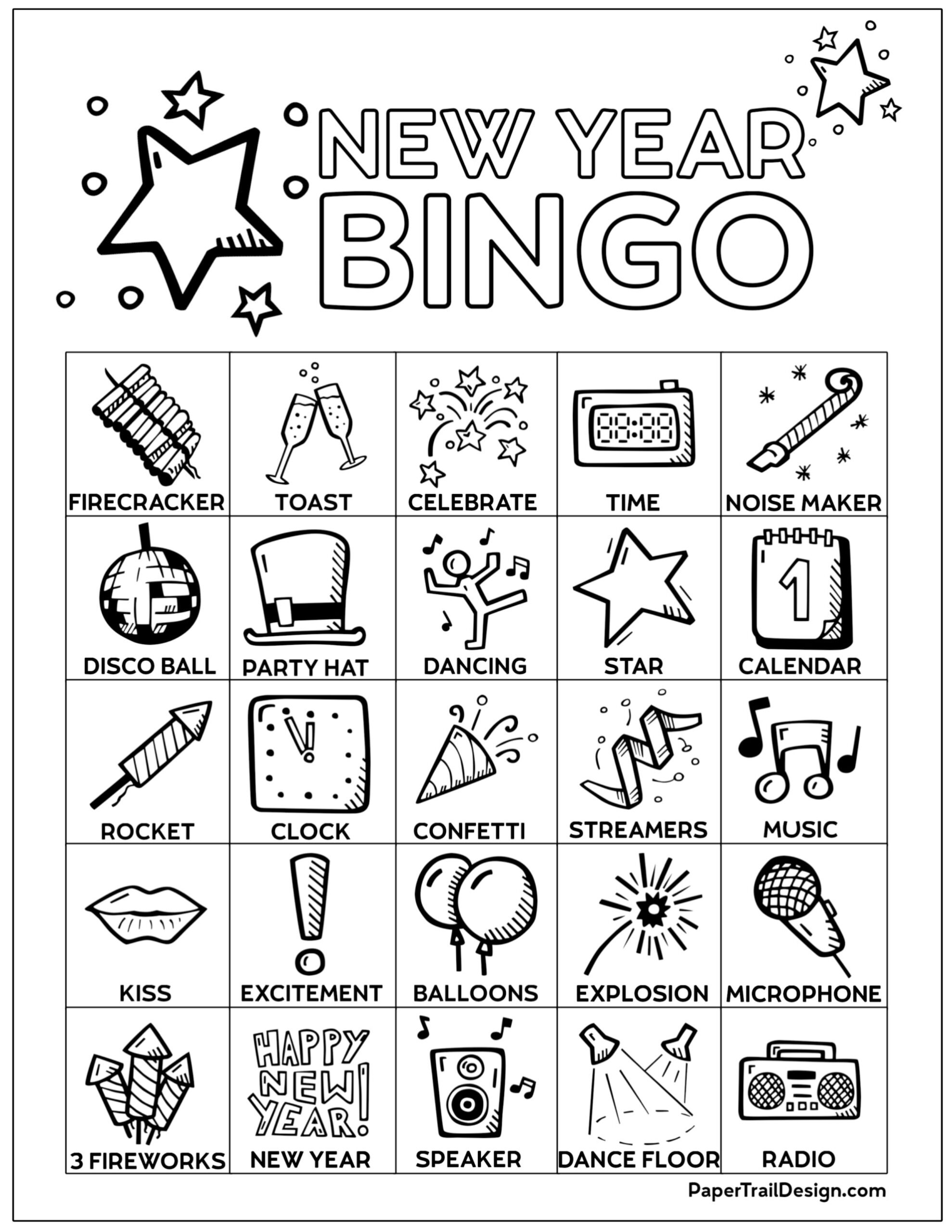 New Years Bingo Cards New Years Bingo Cards