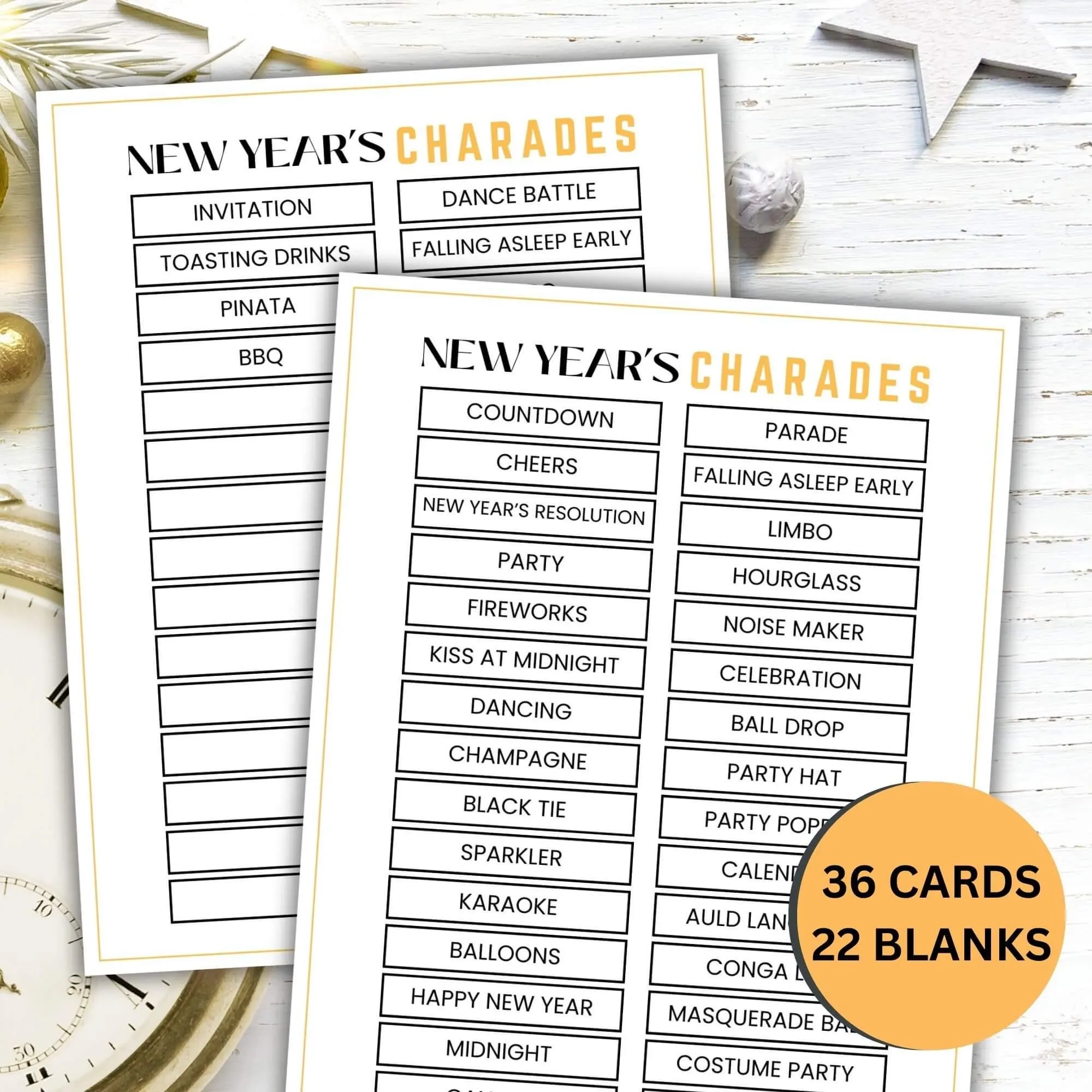 New Years Charades Game Printable New