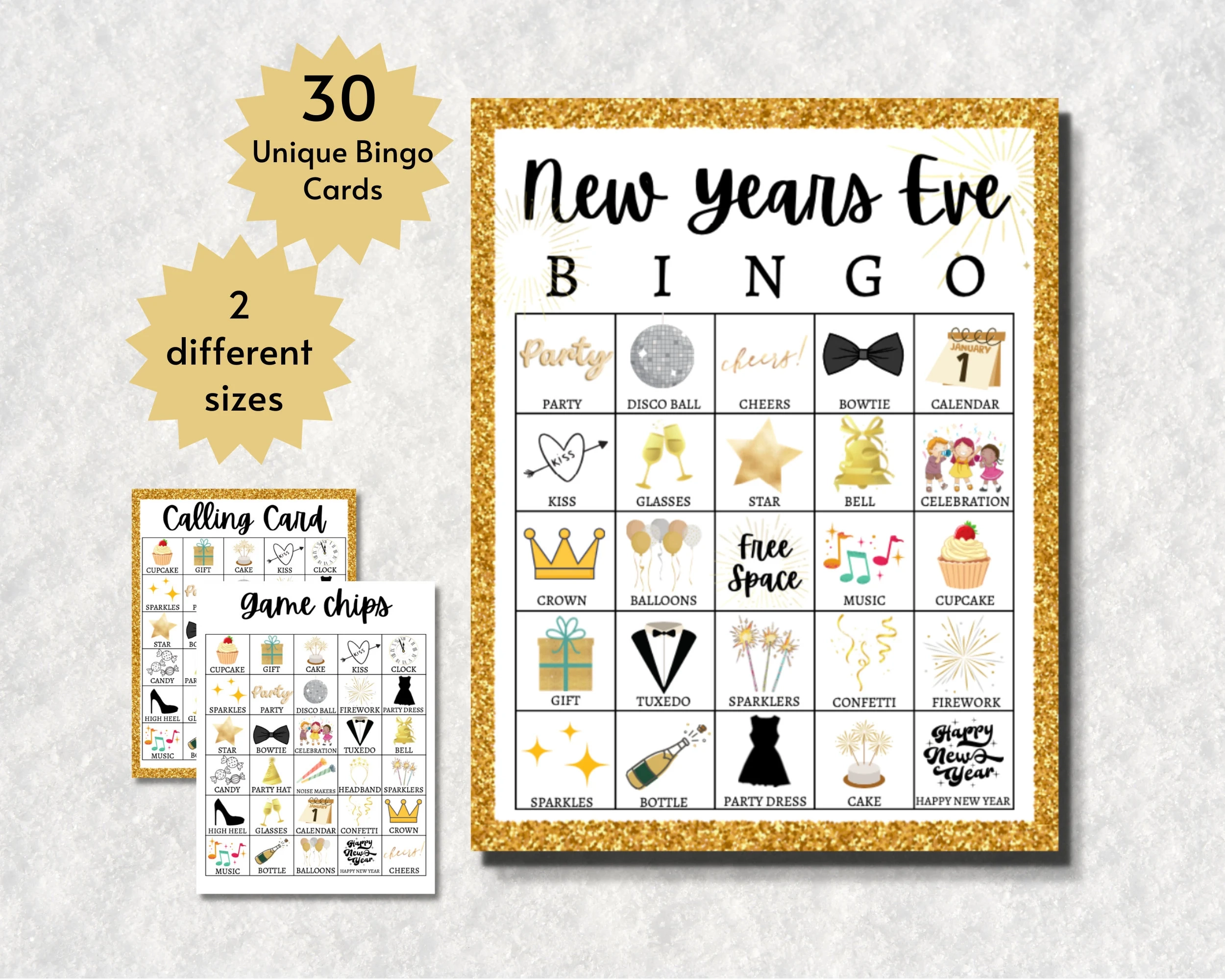 New Years Eve Bingo Cards Printable