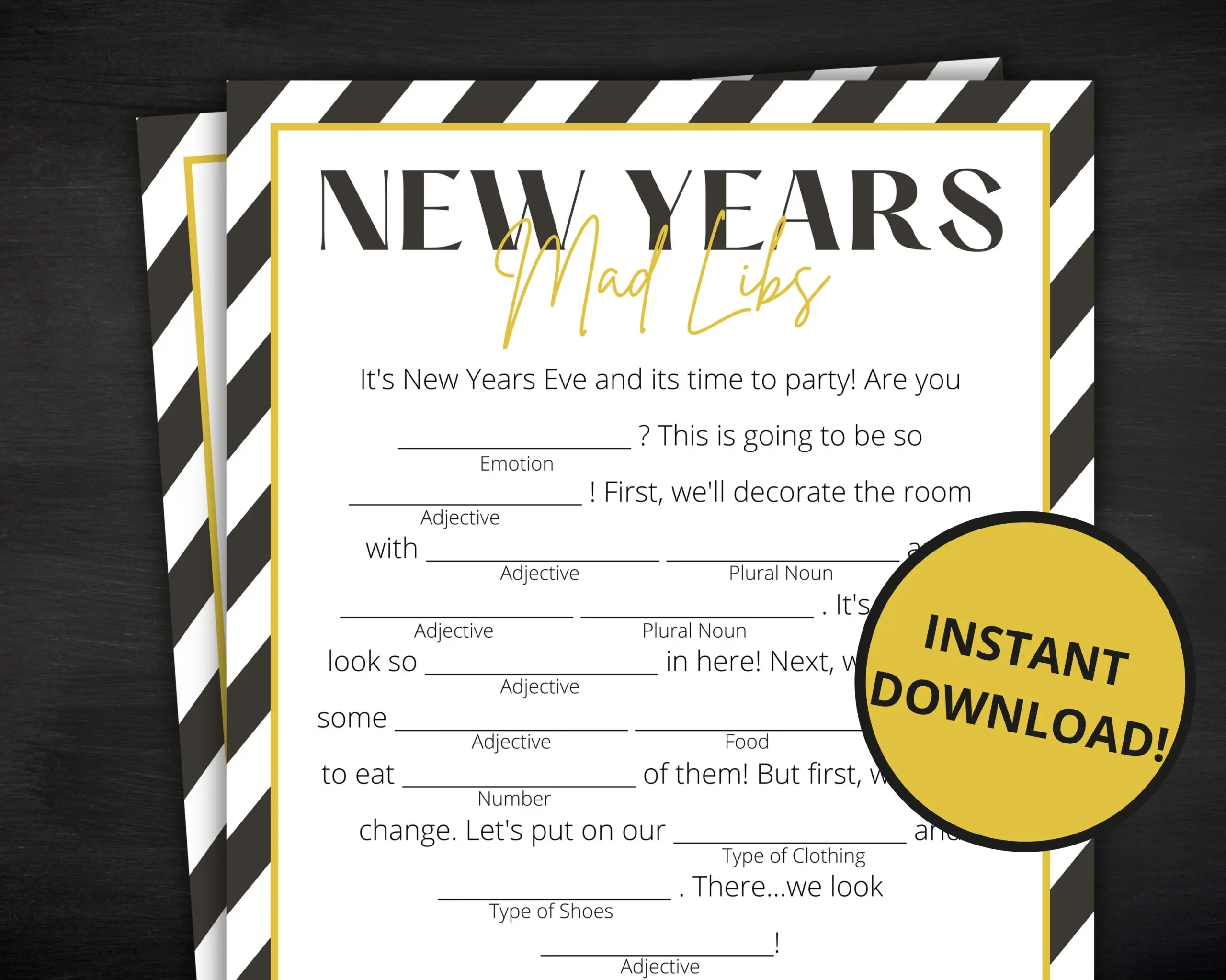 New Years Eve Mad Libs Printable New