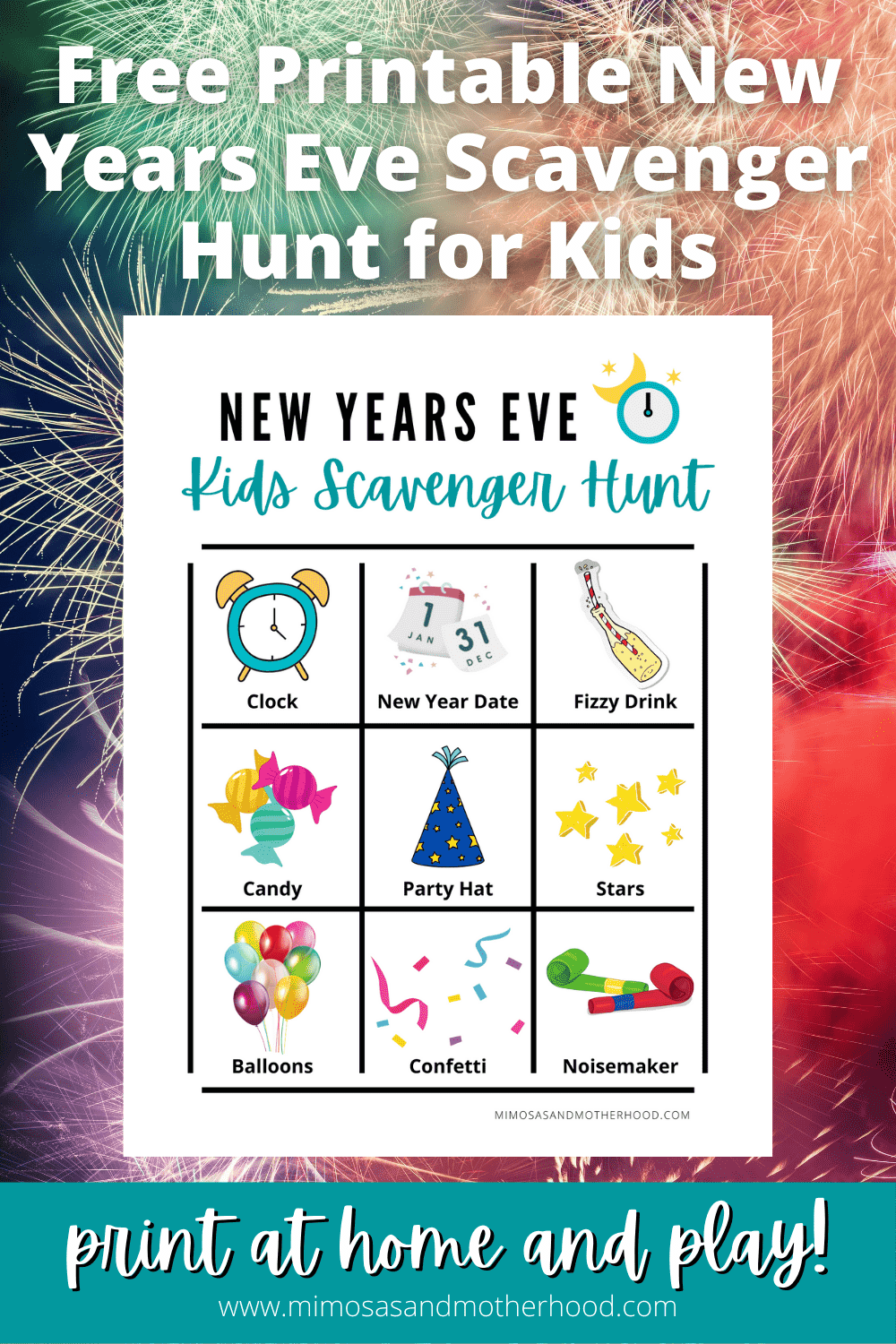 New Years Eve Scavenger Hunt For Kids Free Printable