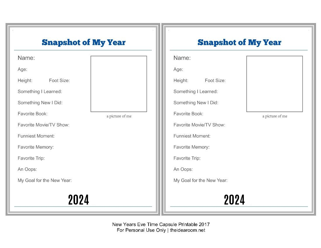 new years time capsule printable new years time capsule printable