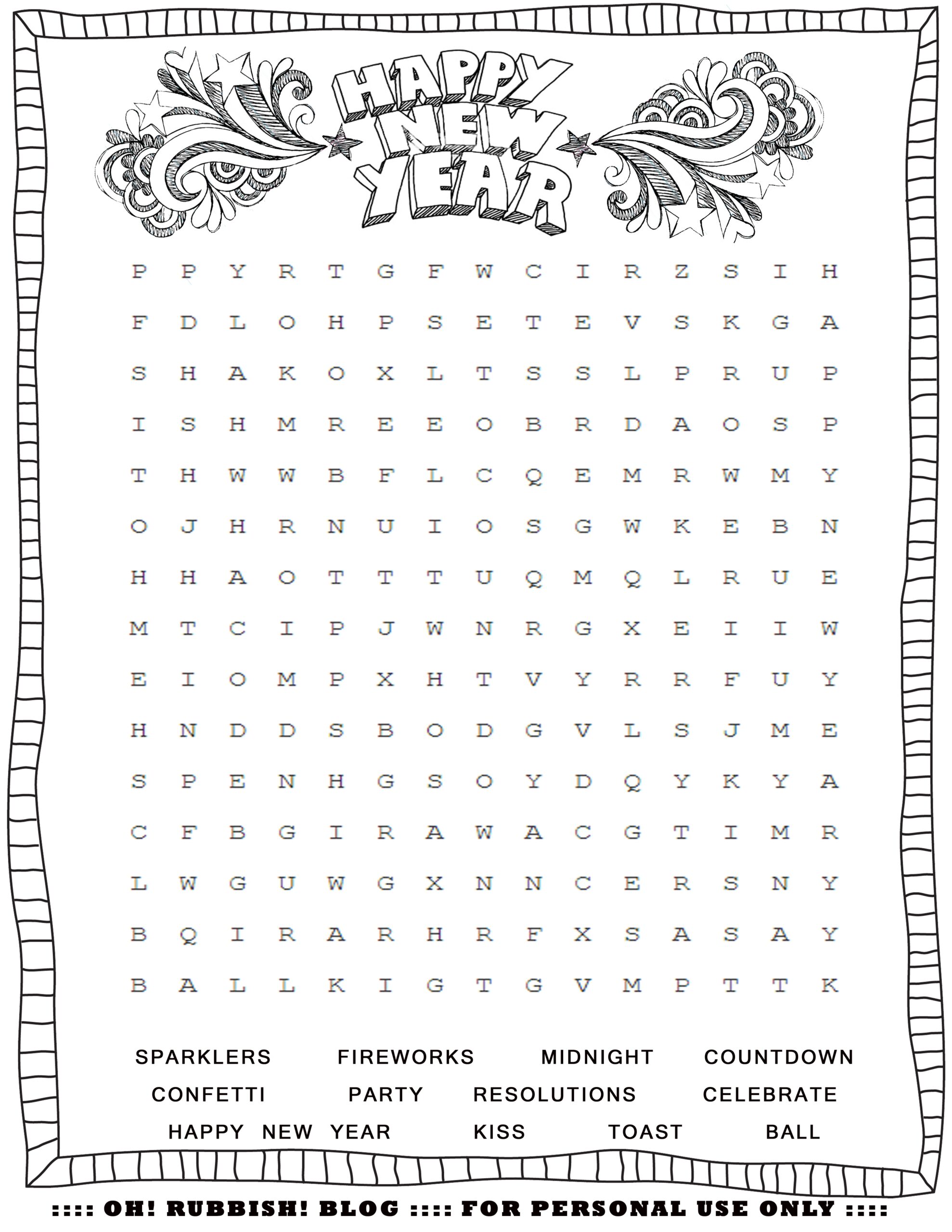 New Years Printable Activities Entertain Your Kids With 4 New Year Word Games