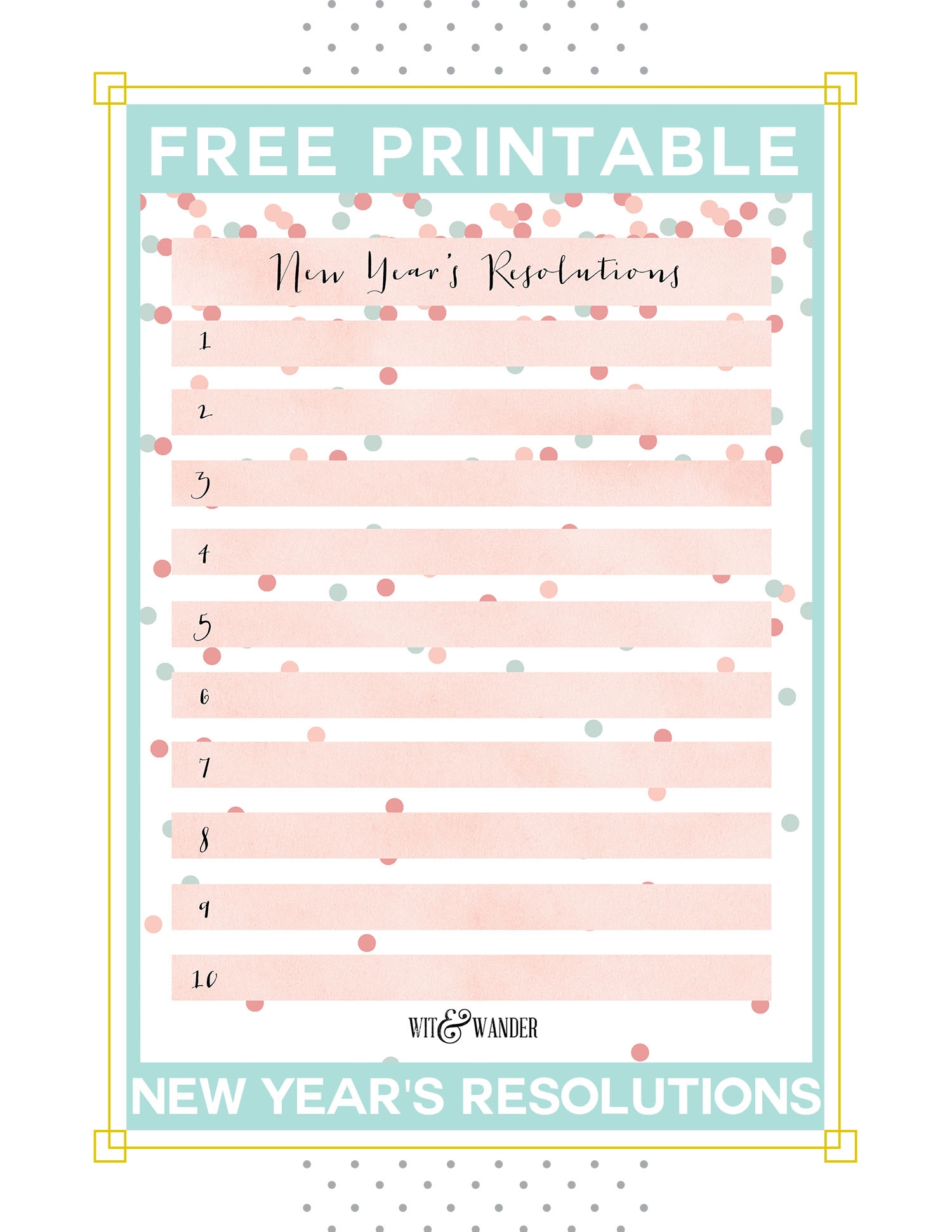 New Years Resolutions Plus Free Printable