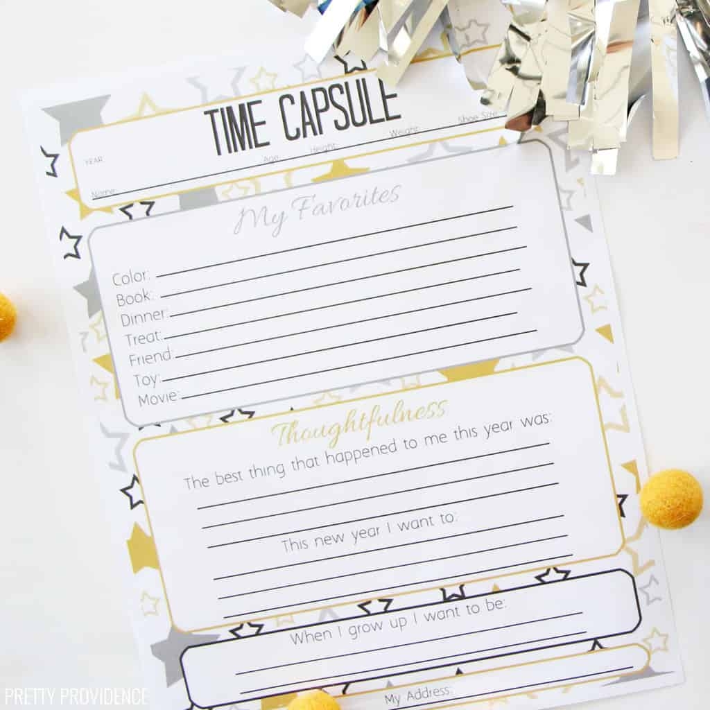 New Years Time Capsule Printable Questionnaire Kids New Years Time Capsule Printable Questionnaire Kids
