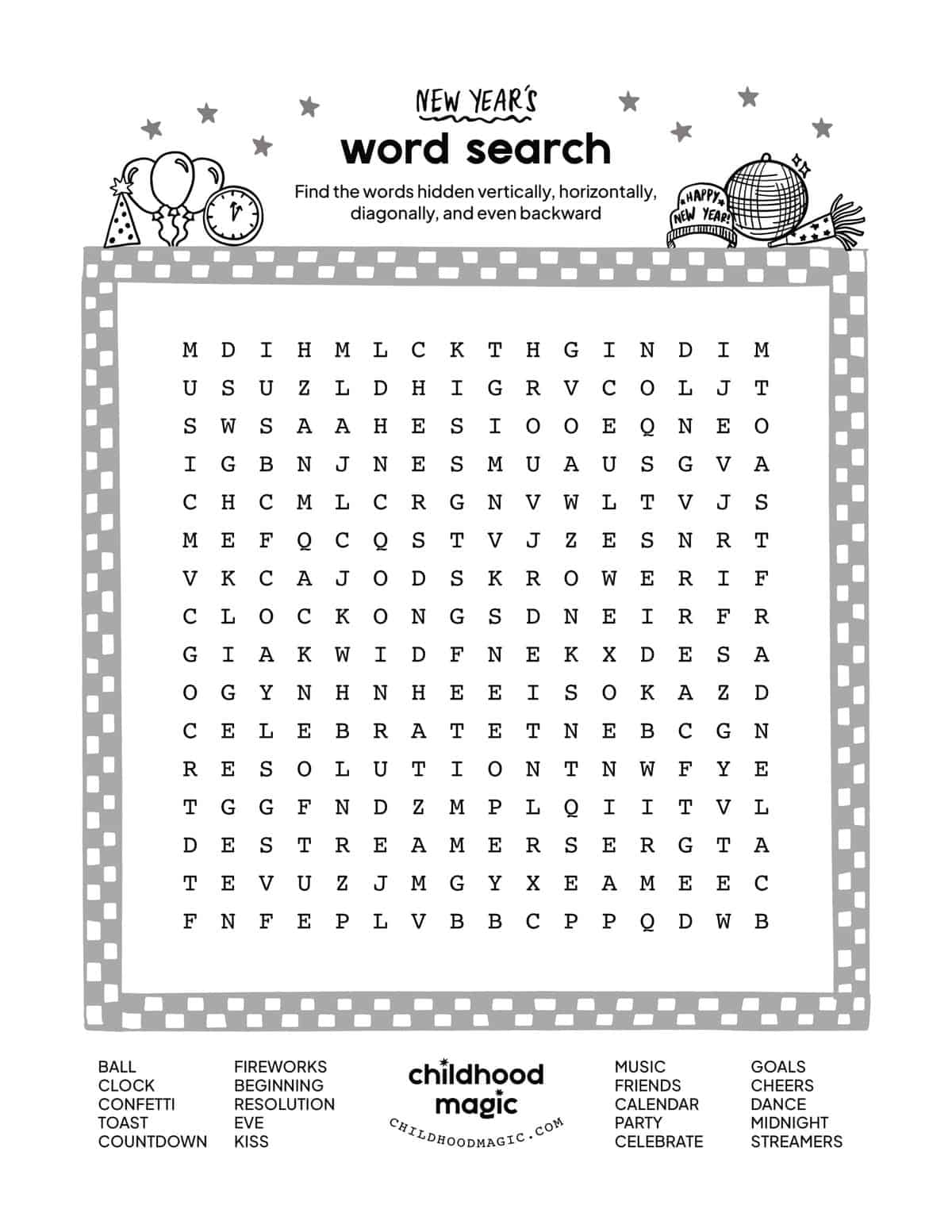 New Years Word Search Free Printable New Years Word Search Free Printable