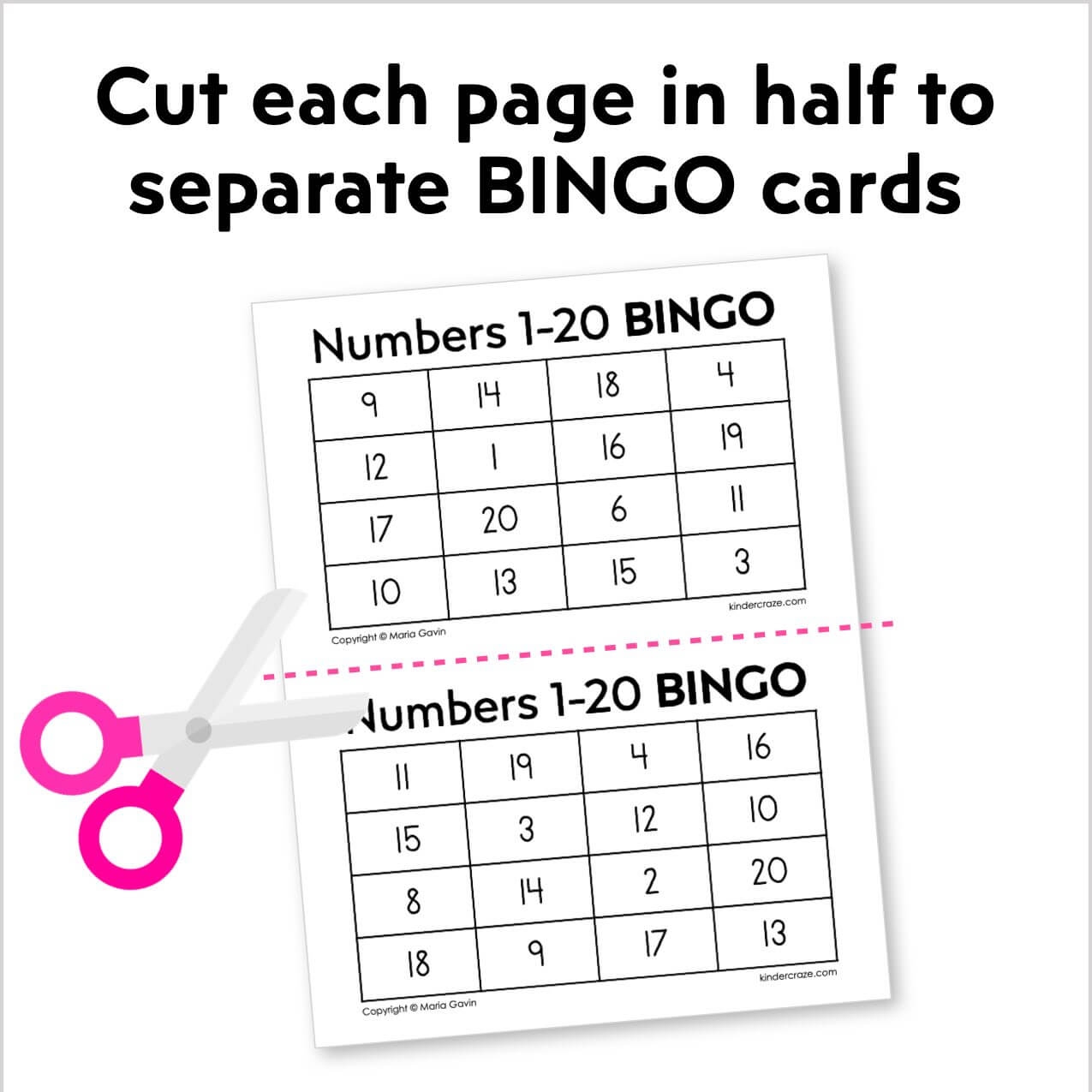 Numbers 1 20 Bingo Featuring Numbers In The Teens