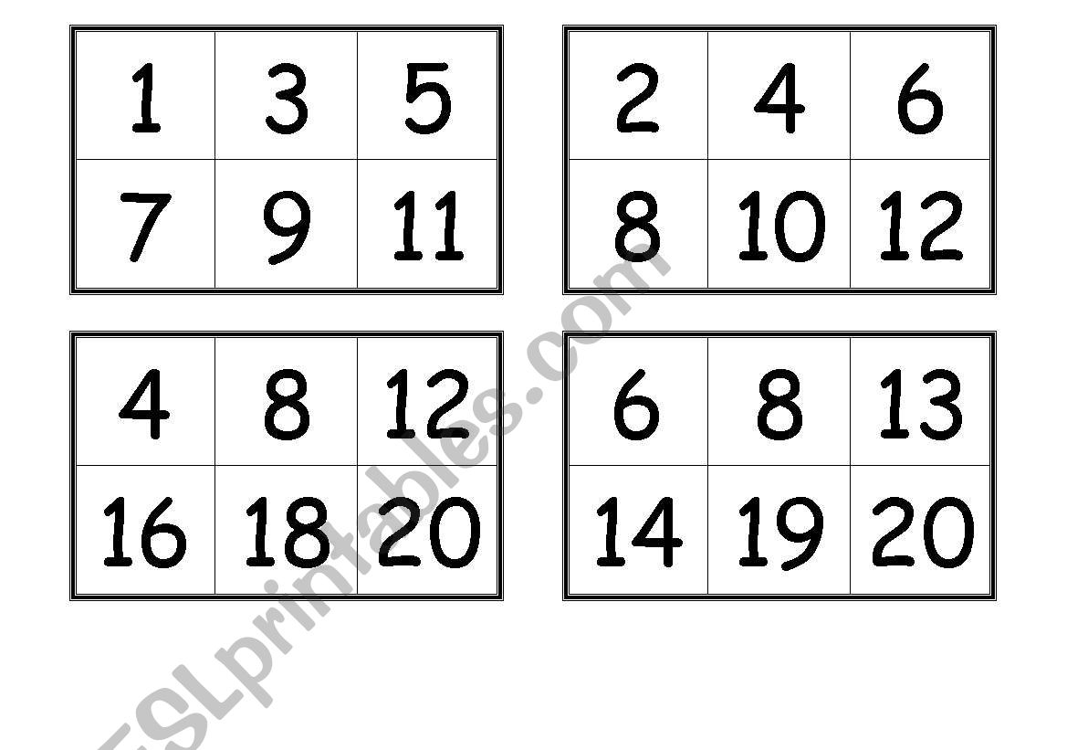 Numbers Bingo Cards From 1 To 310499