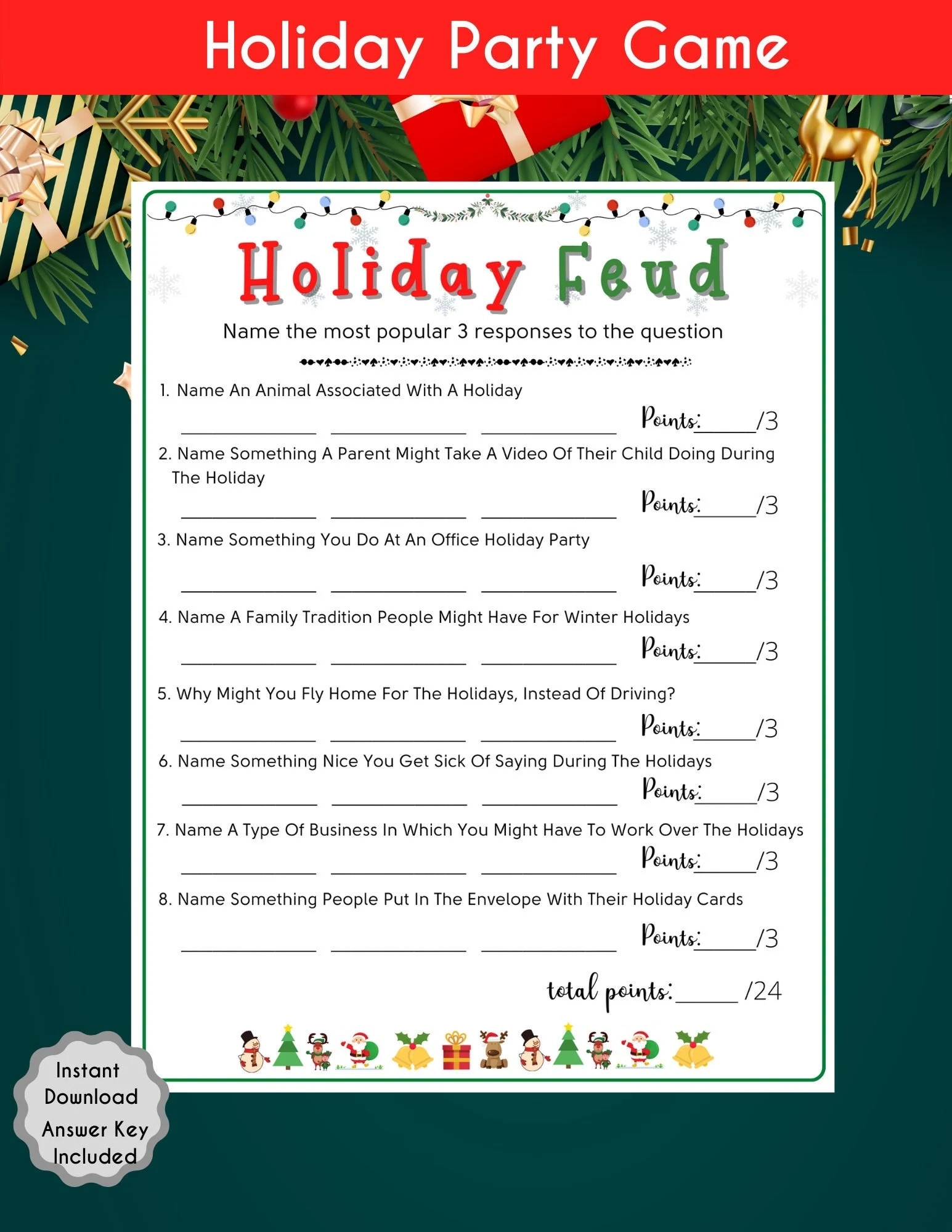 Office Holiday Feud Game Christmas Party