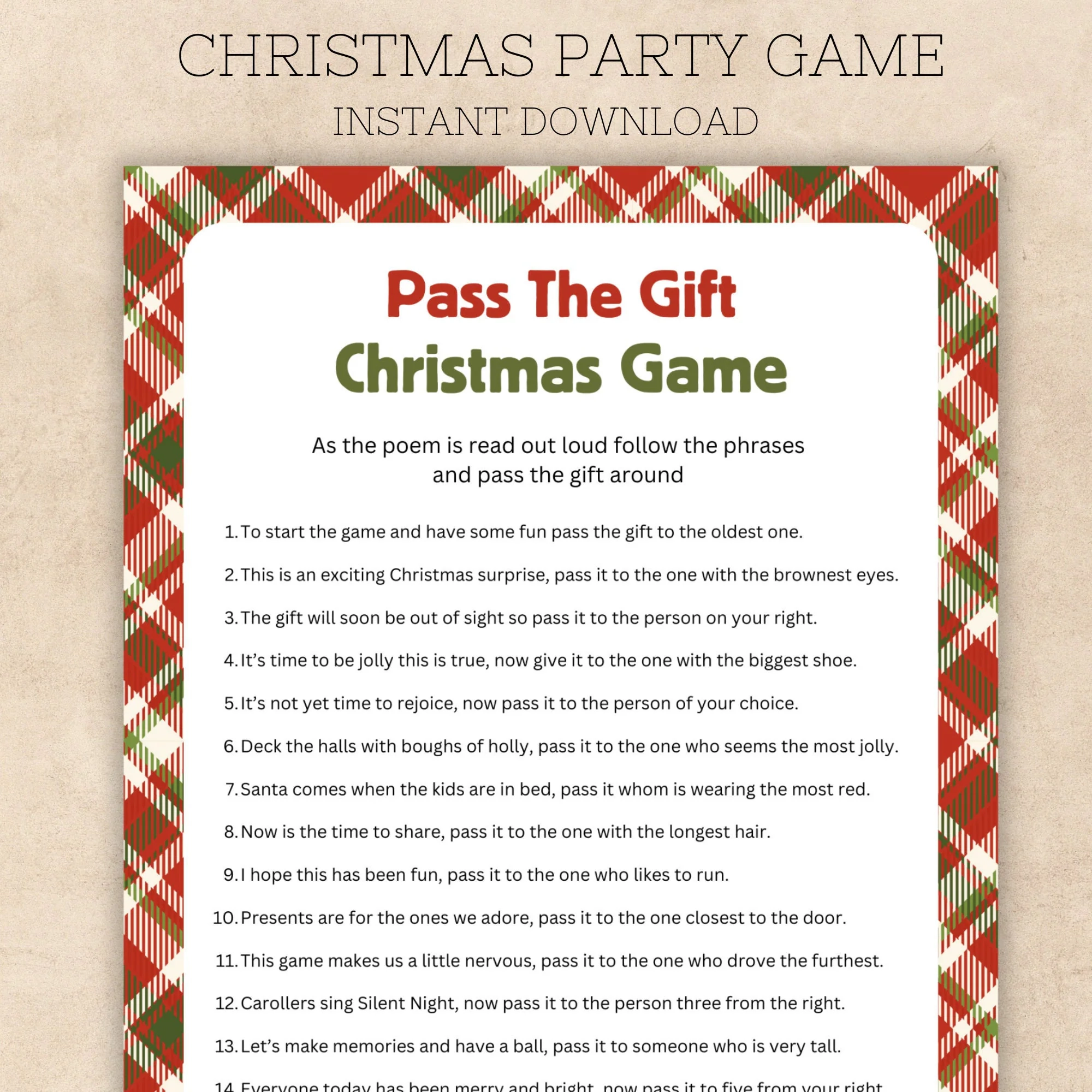 Pass The Gift Christmas Game Printable