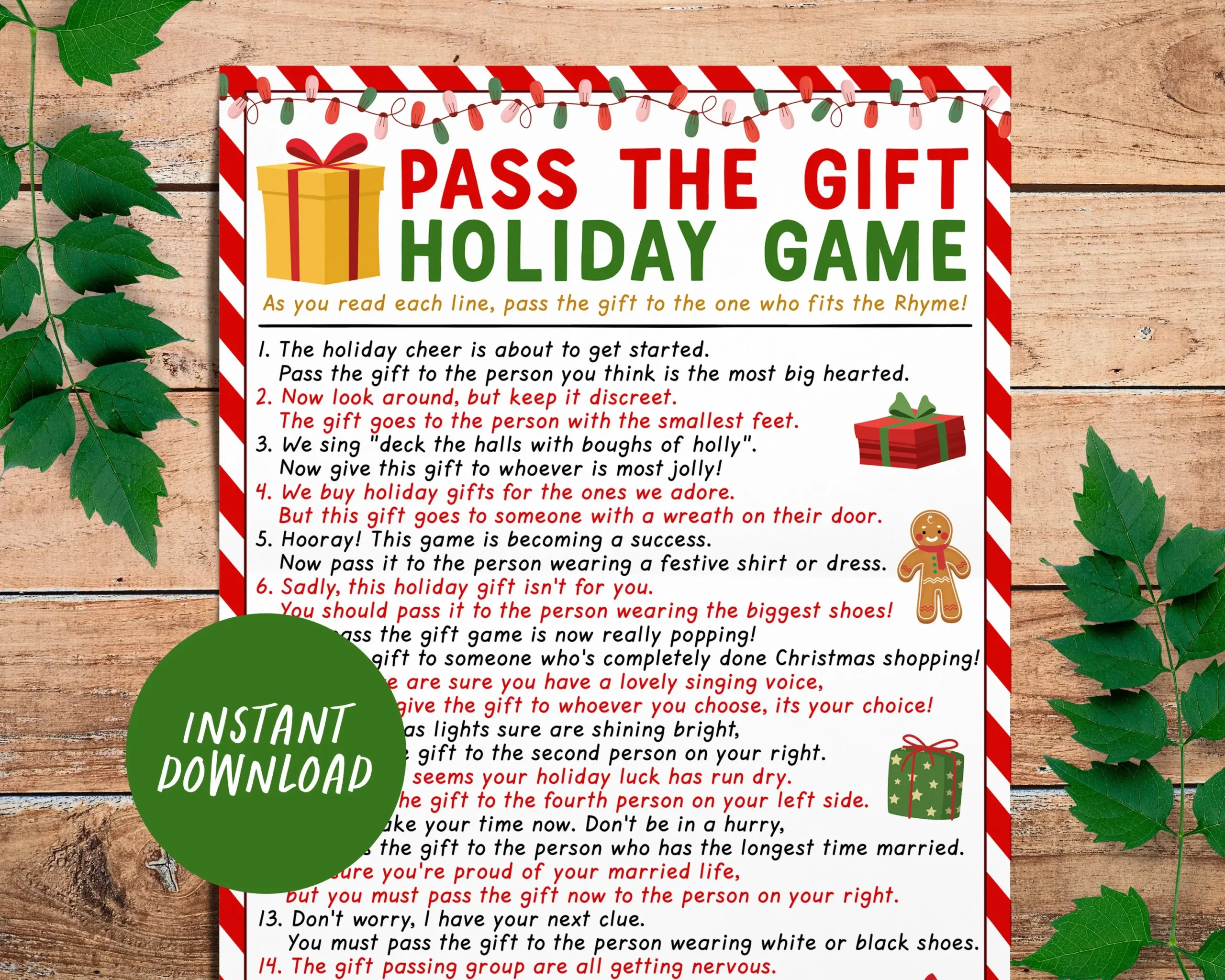 Pass The Gift Holiday Game Printable Pass The Present Office Coworker Christmas Party Icebreaker Activity Game Pass The Parcel Group Game 360235599