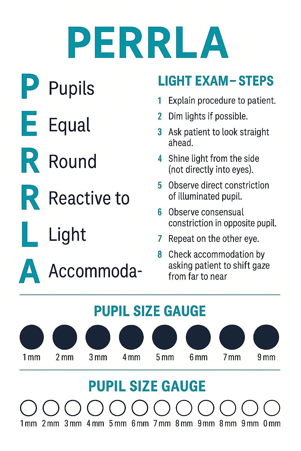 Perrla Chart Pupil Size Gauge Nursing