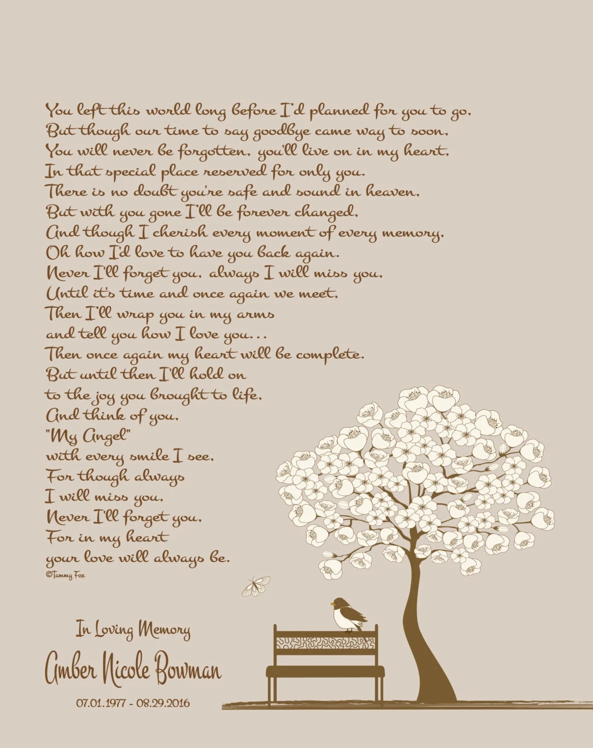 Personalized Memorial Poem Print