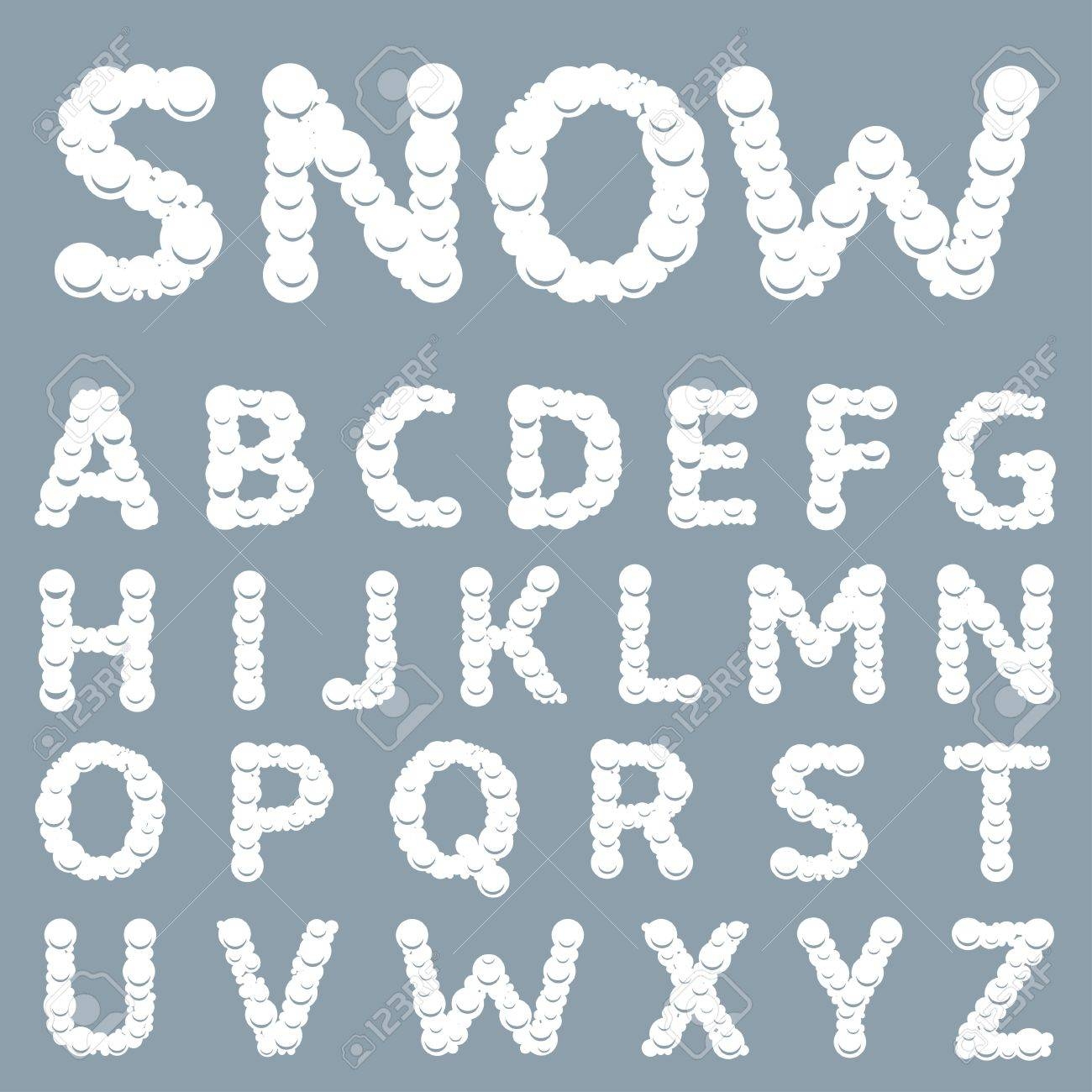 Photo 65829792 White Snowy Alphabet Winter Letters Christmas Font Illustration