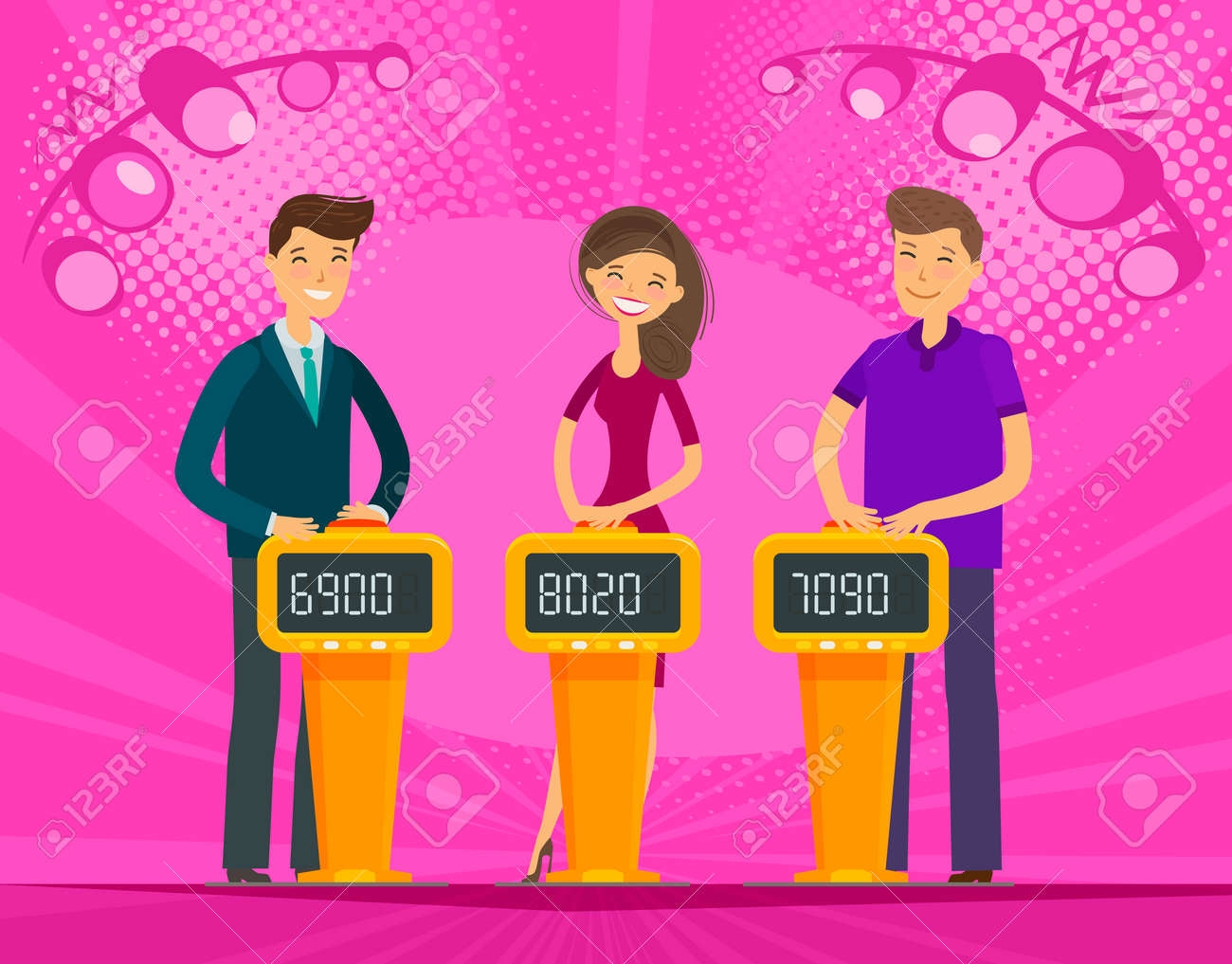 Photo 97278973 Tv Quiz Show People Players Answer Questions Cartoon Vector Illustration Photo 97278973 Tv Quiz Show People Players Answer Questions Cartoon Vector Illustration