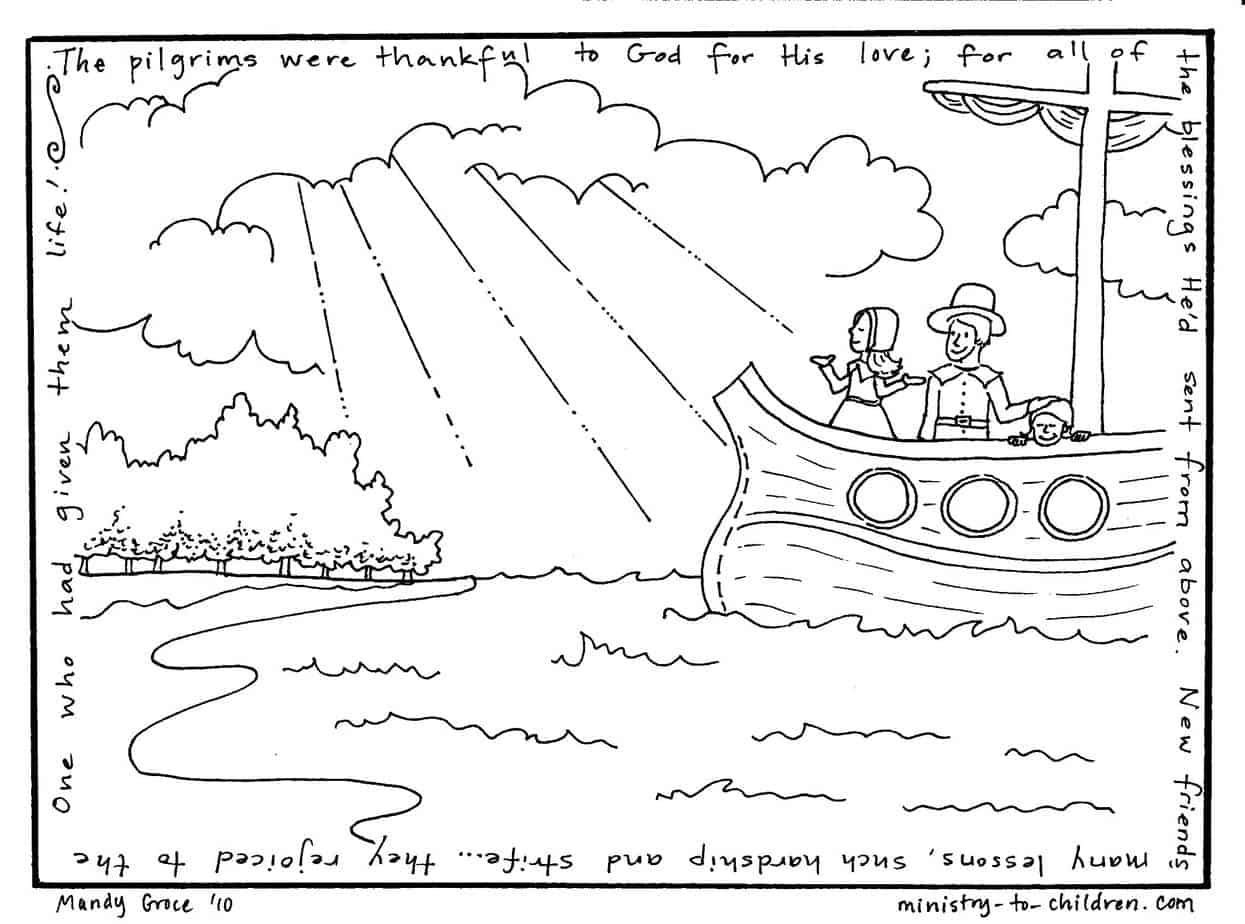 Pilgrims Thanksgiving Coloring Page