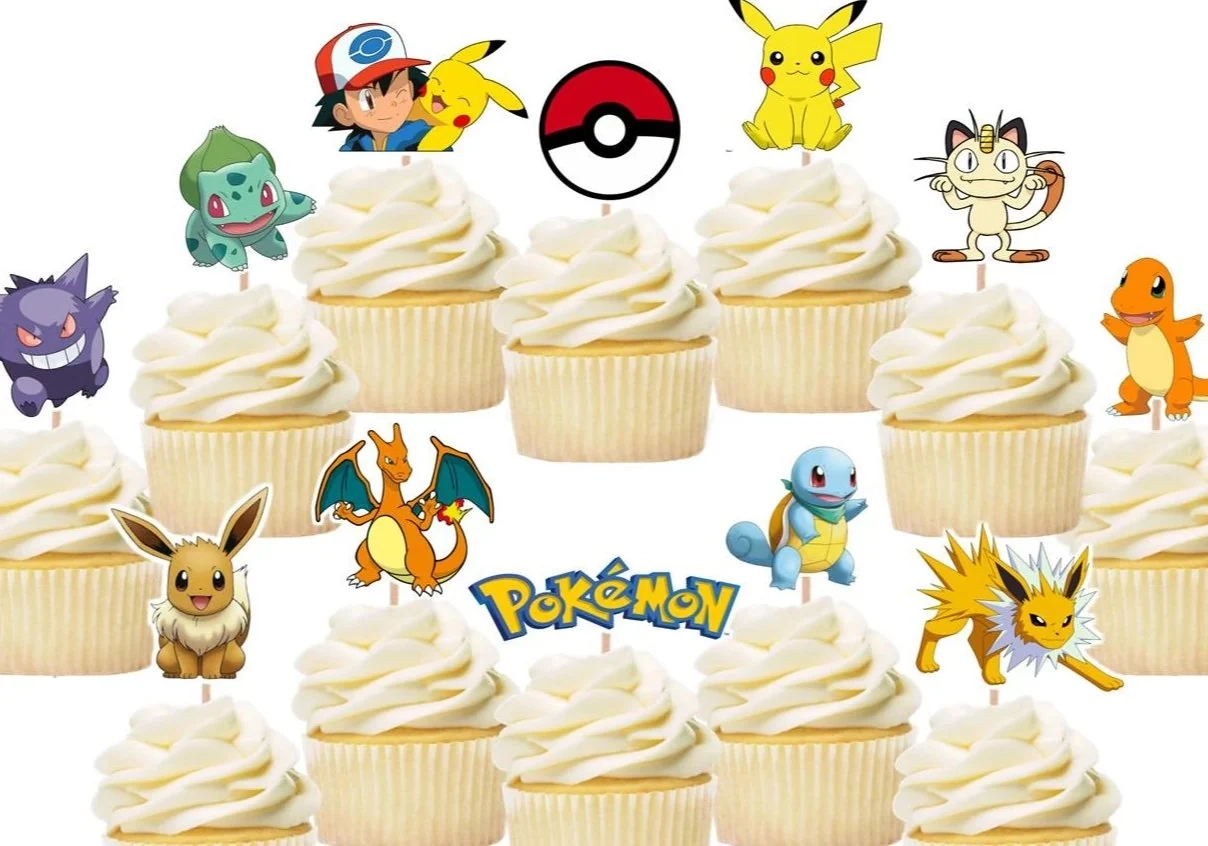 Pokemon Pikachu Gangar Cupcake Toppers Handmade 1 Pokemon Pikachu Gangar Cupcake Toppers Handmade 1