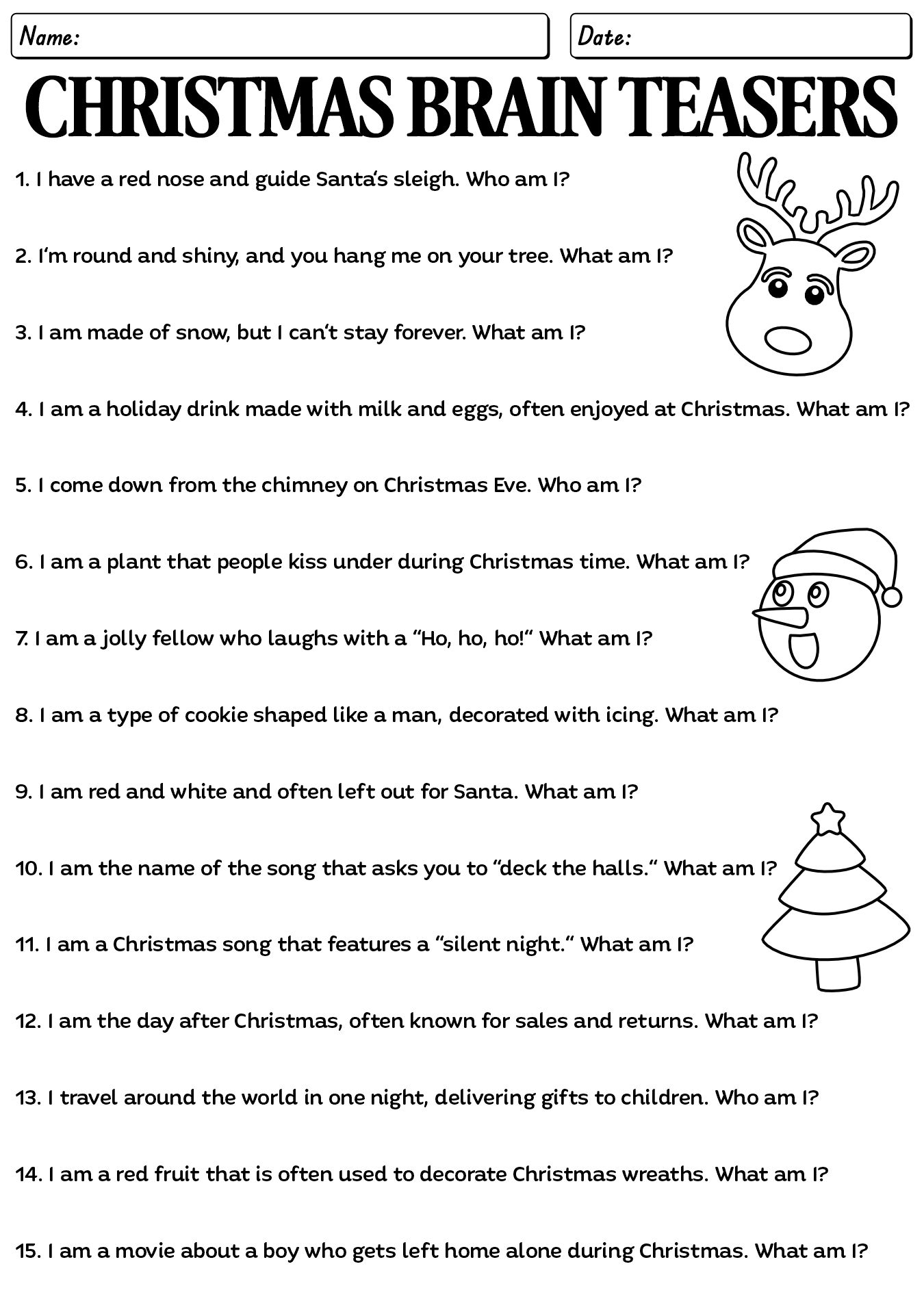 Post Christmas Brain Teasers Worksheets 695739